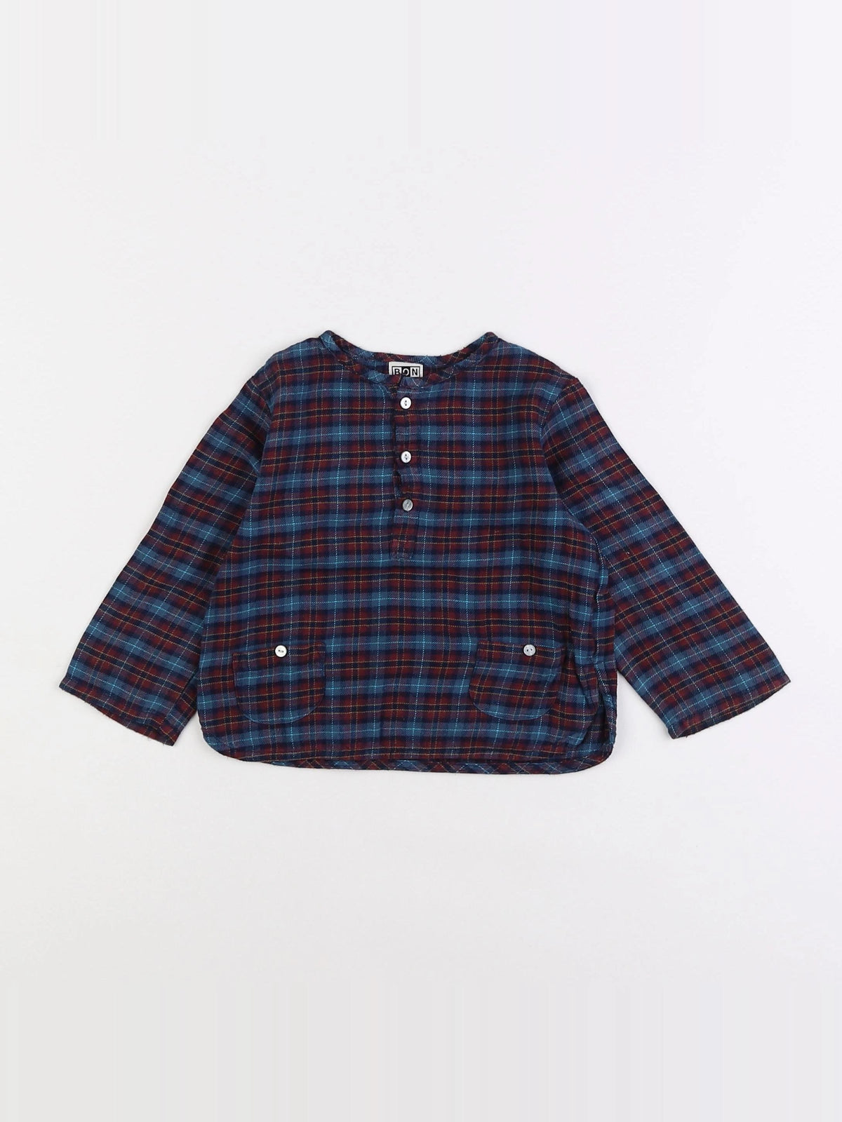 Bonton - chemise bleu, rouge - 18 mois