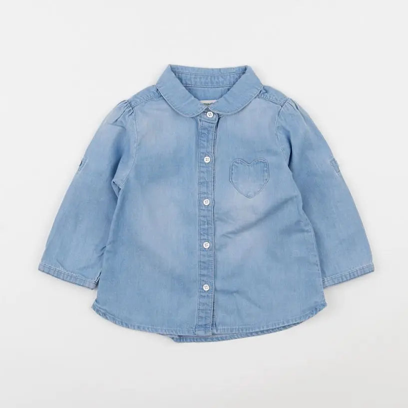 Vertbaudet - chemise bleu - 12 mois