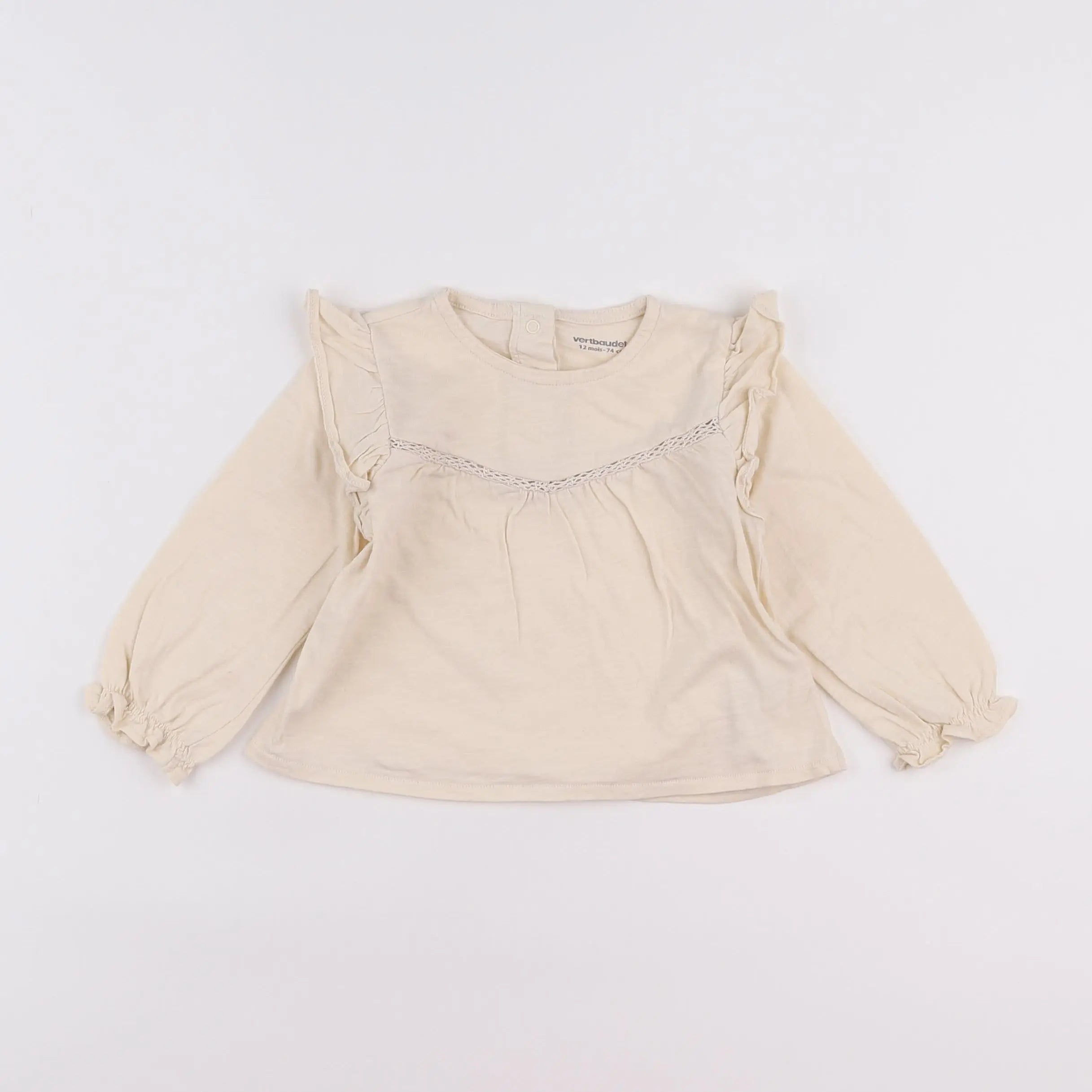 Vertbaudet - tee-shirt beige - 12 mois