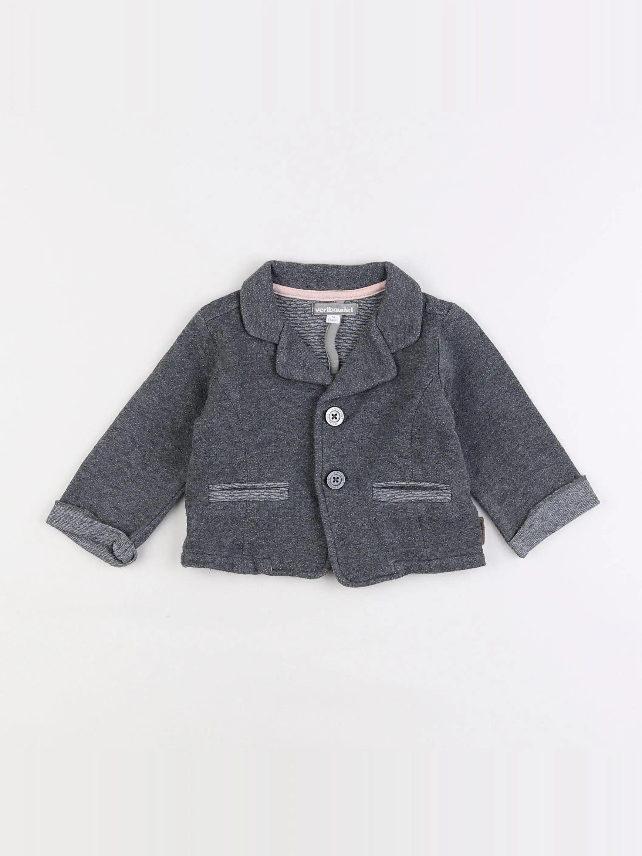 Vertbaudet - veste gris - 12 mois