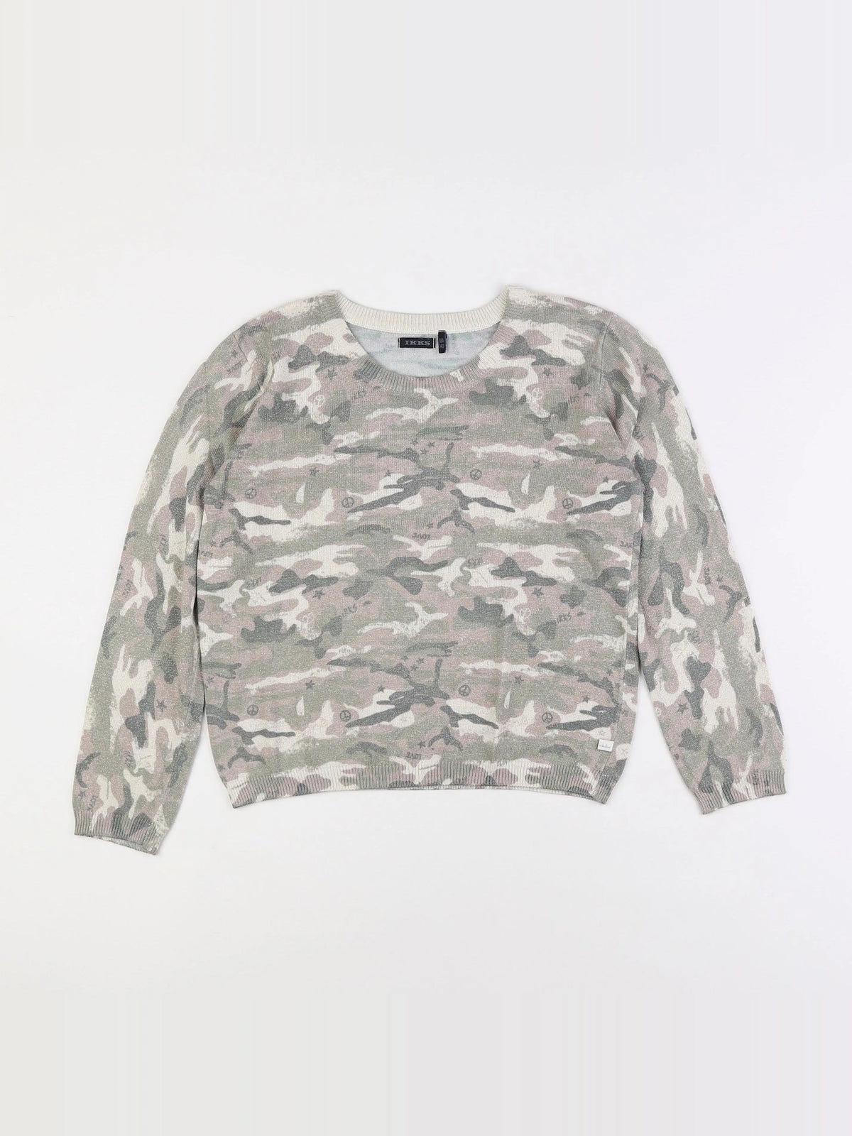 IKKS - pull beige, vert - 10 ans