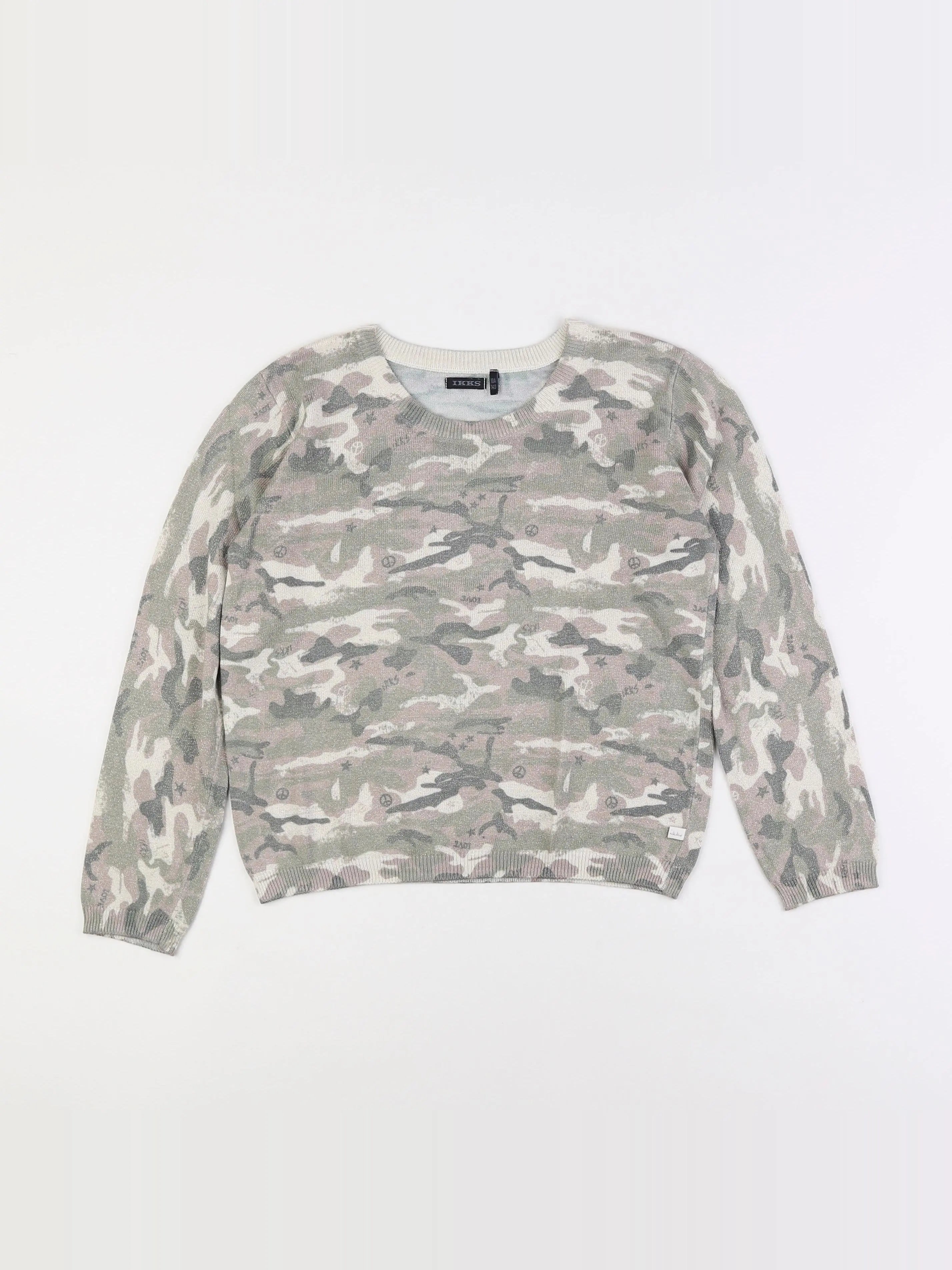 IKKS - pull beige, vert - 10 ans