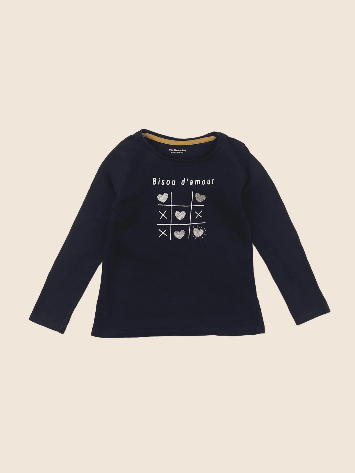 Vertbaudet - tee-shirt bleu, or - 4 ans