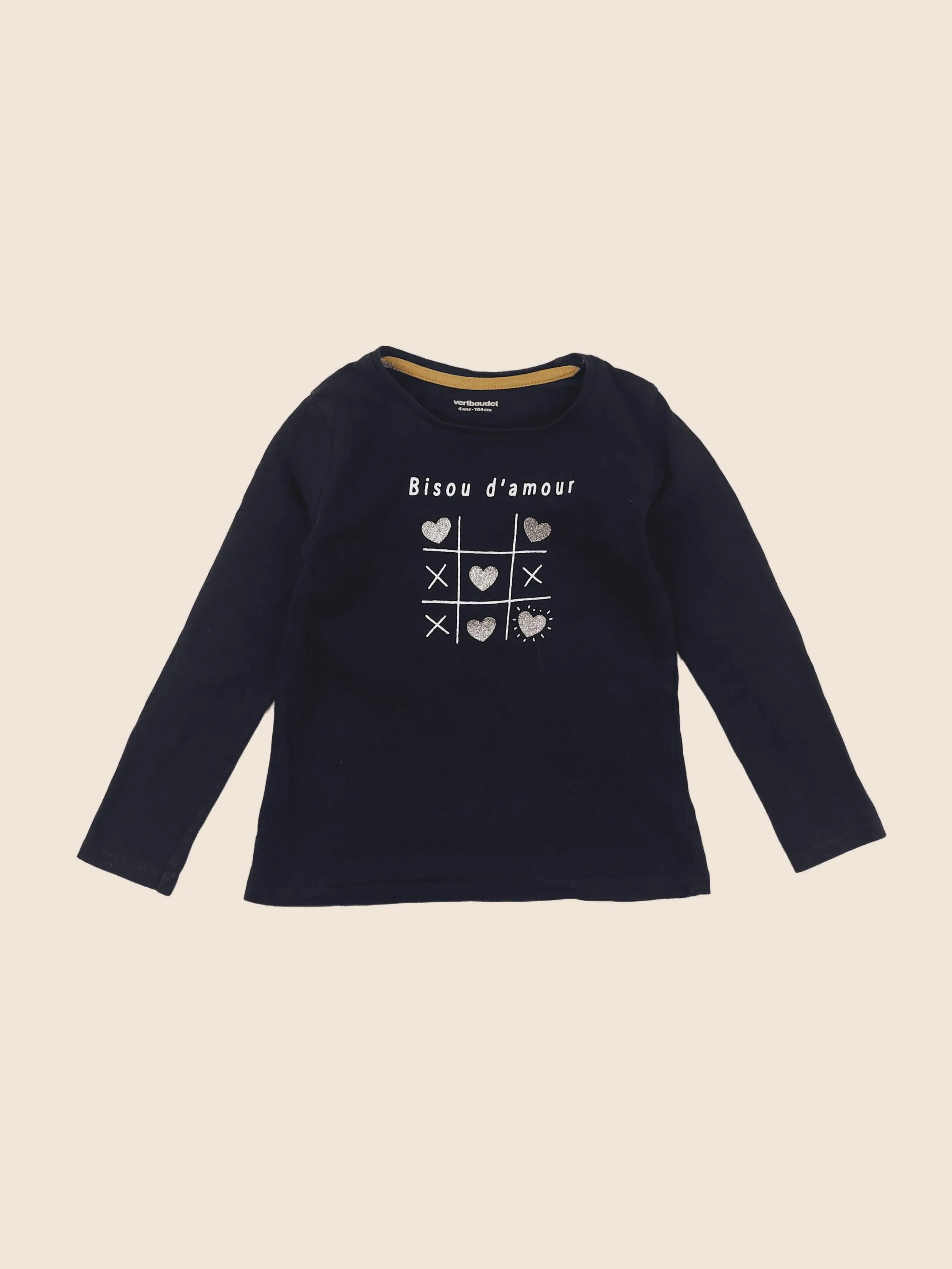 Vertbaudet - tee-shirt bleu, or - 4 ans