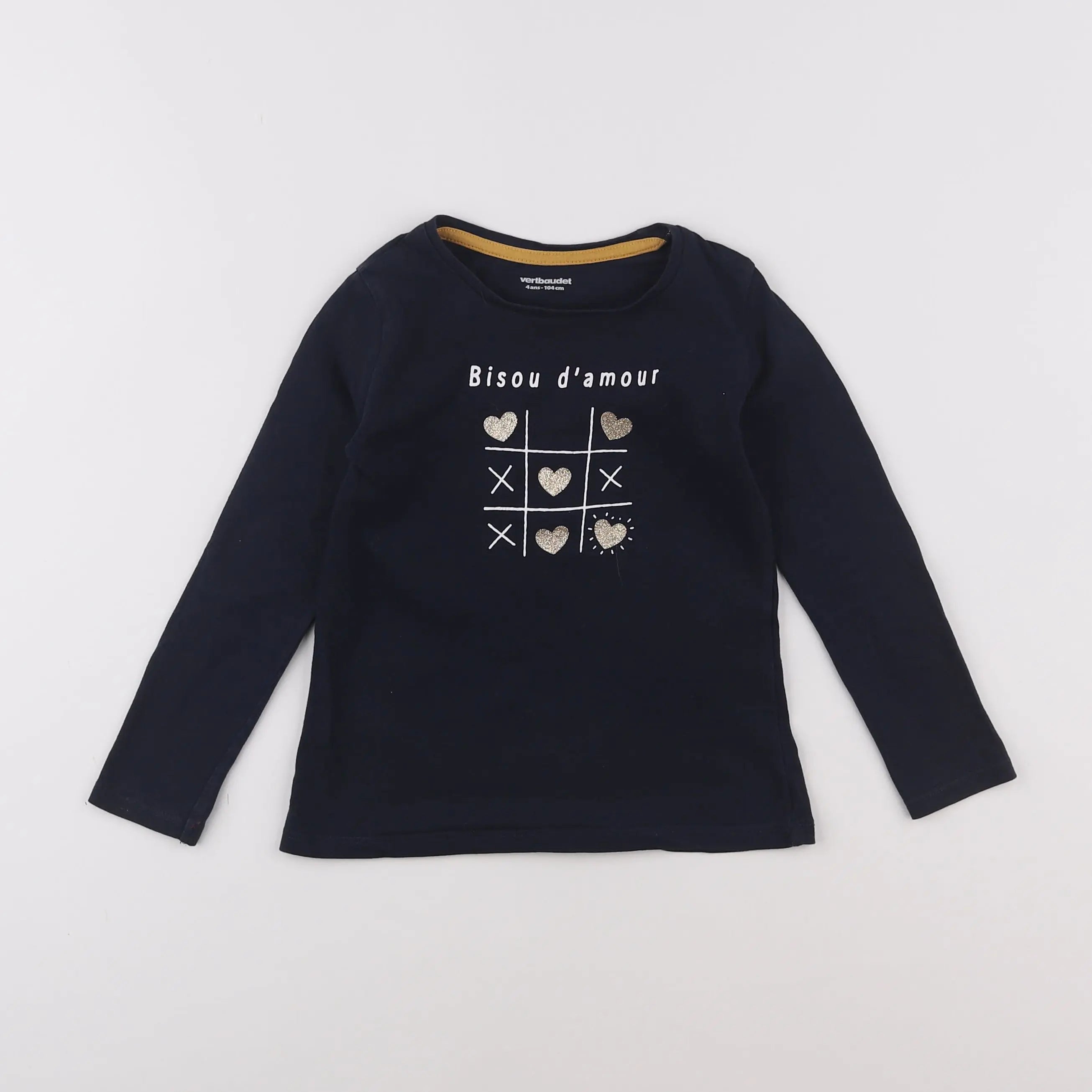 Vertbaudet - tee-shirt bleu, or - 4 ans