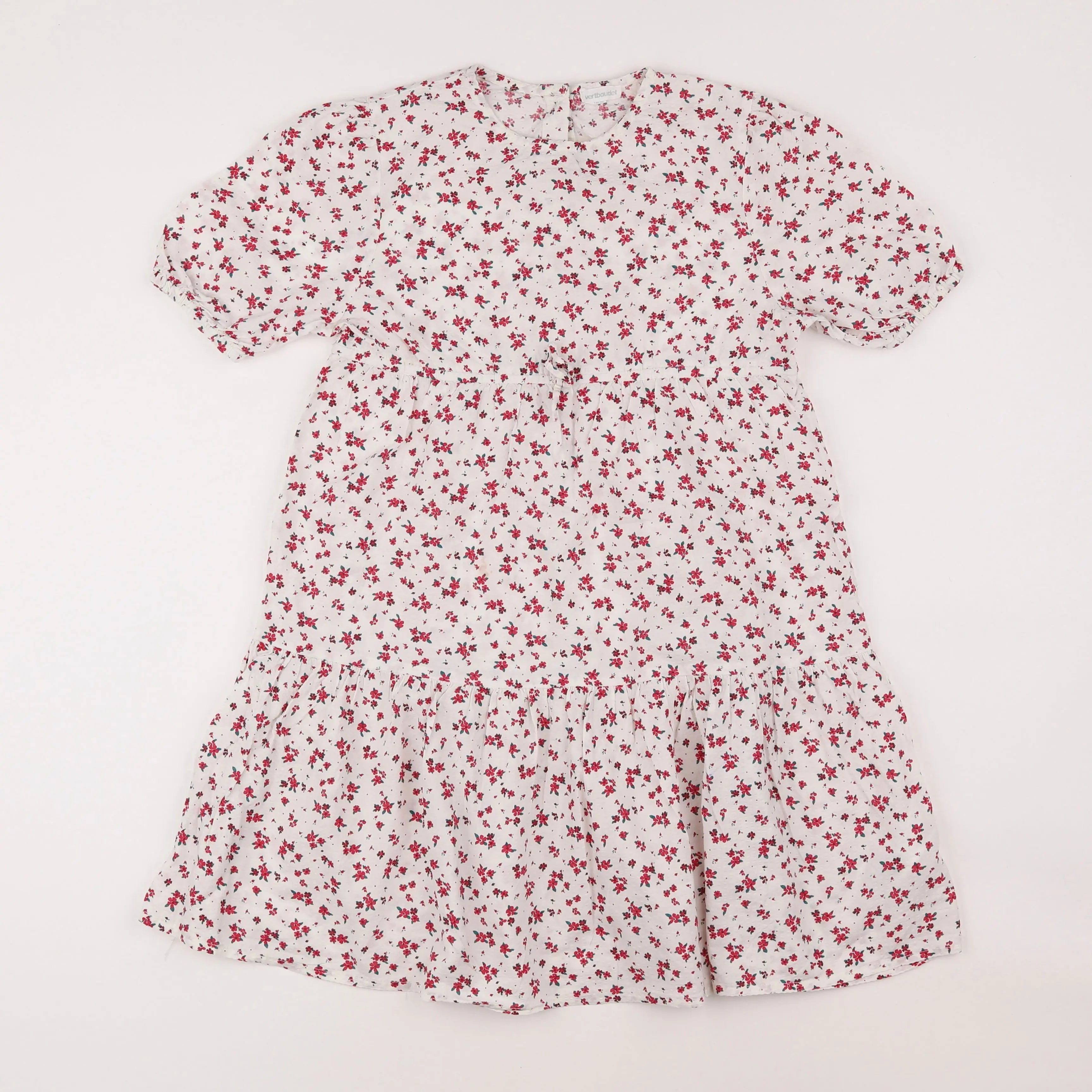 Vertbaudet - robe beige, rouge - 10 ans