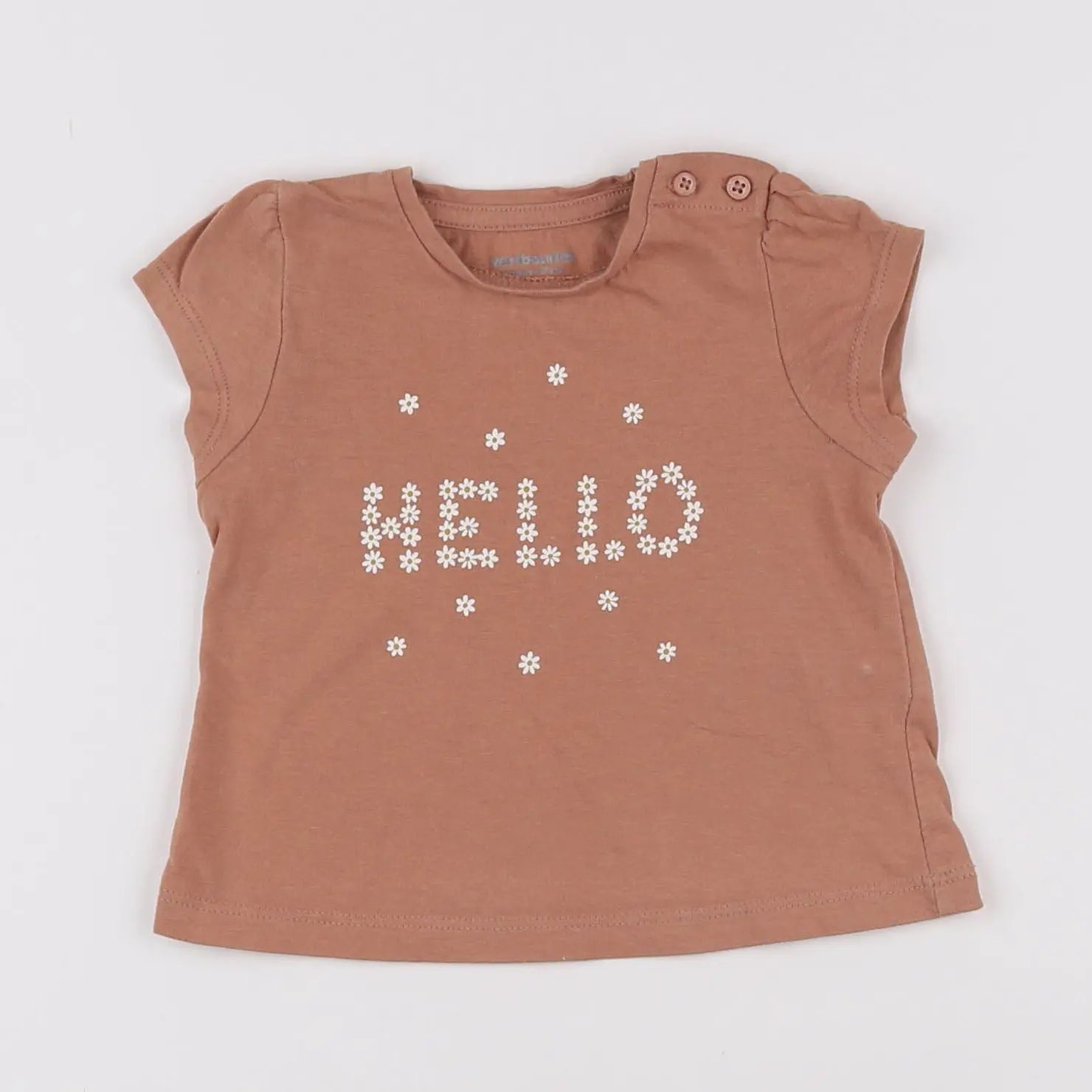 Vertbaudet - tee-shirt marron - 6 mois