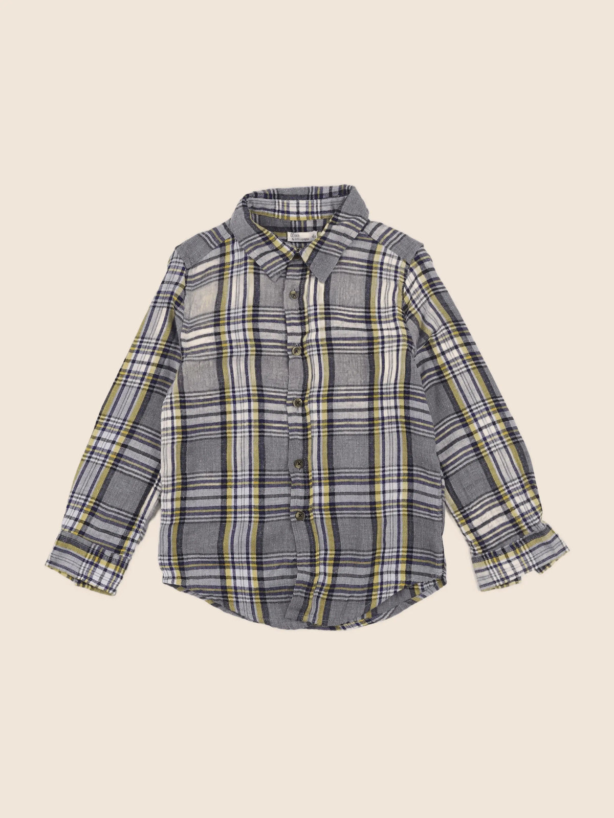 Little Cigogne - chemise gris, jaune - 4 ans