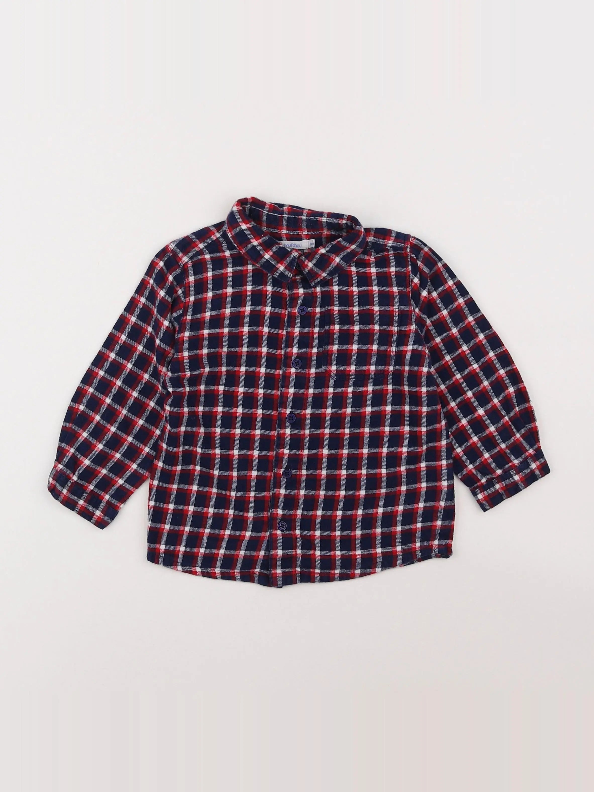 Boutchou - chemise bleu, rouge - 18 mois