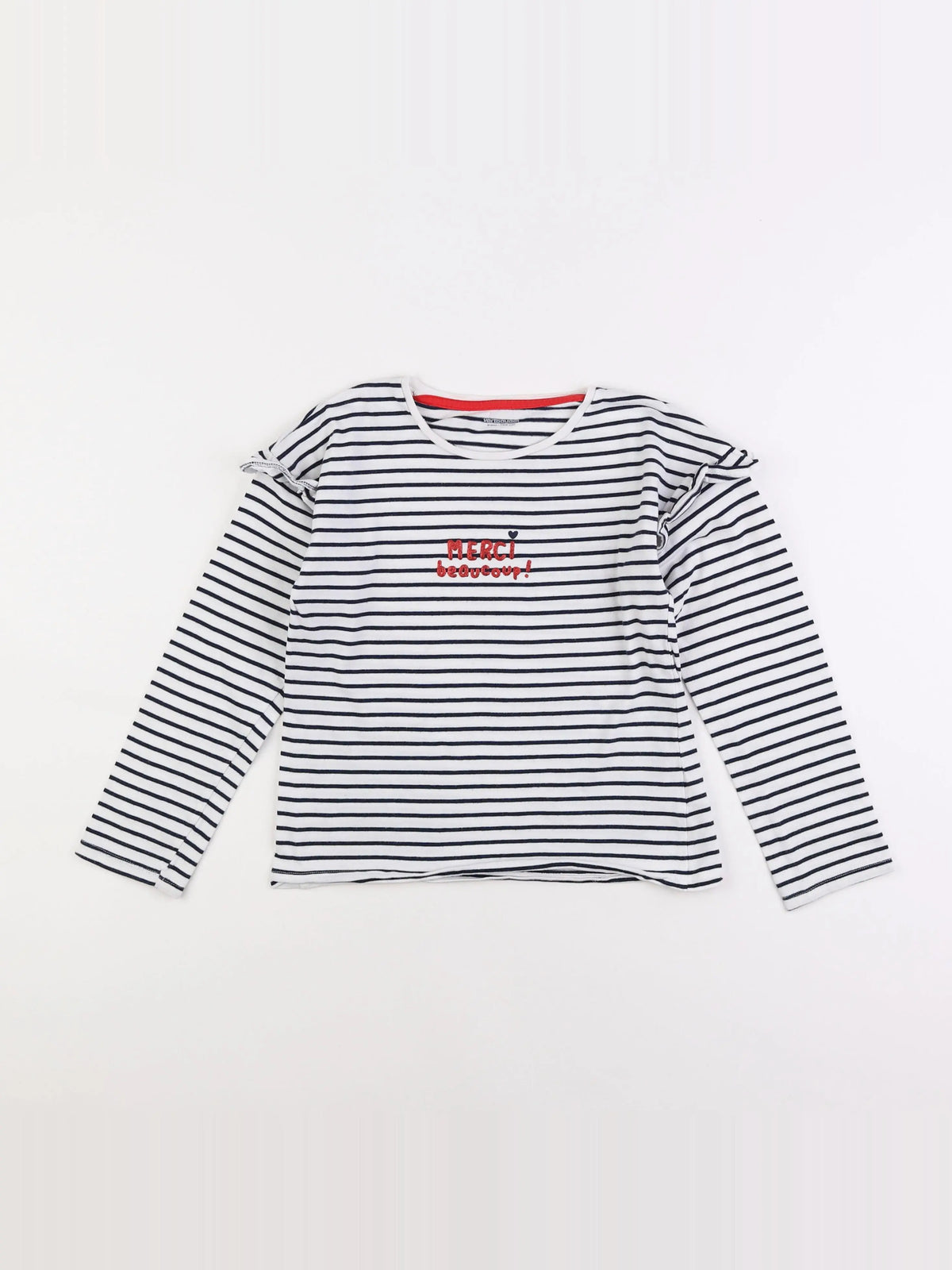 Vertbaudet - tee-shirt blanc, bleu - 8 ans