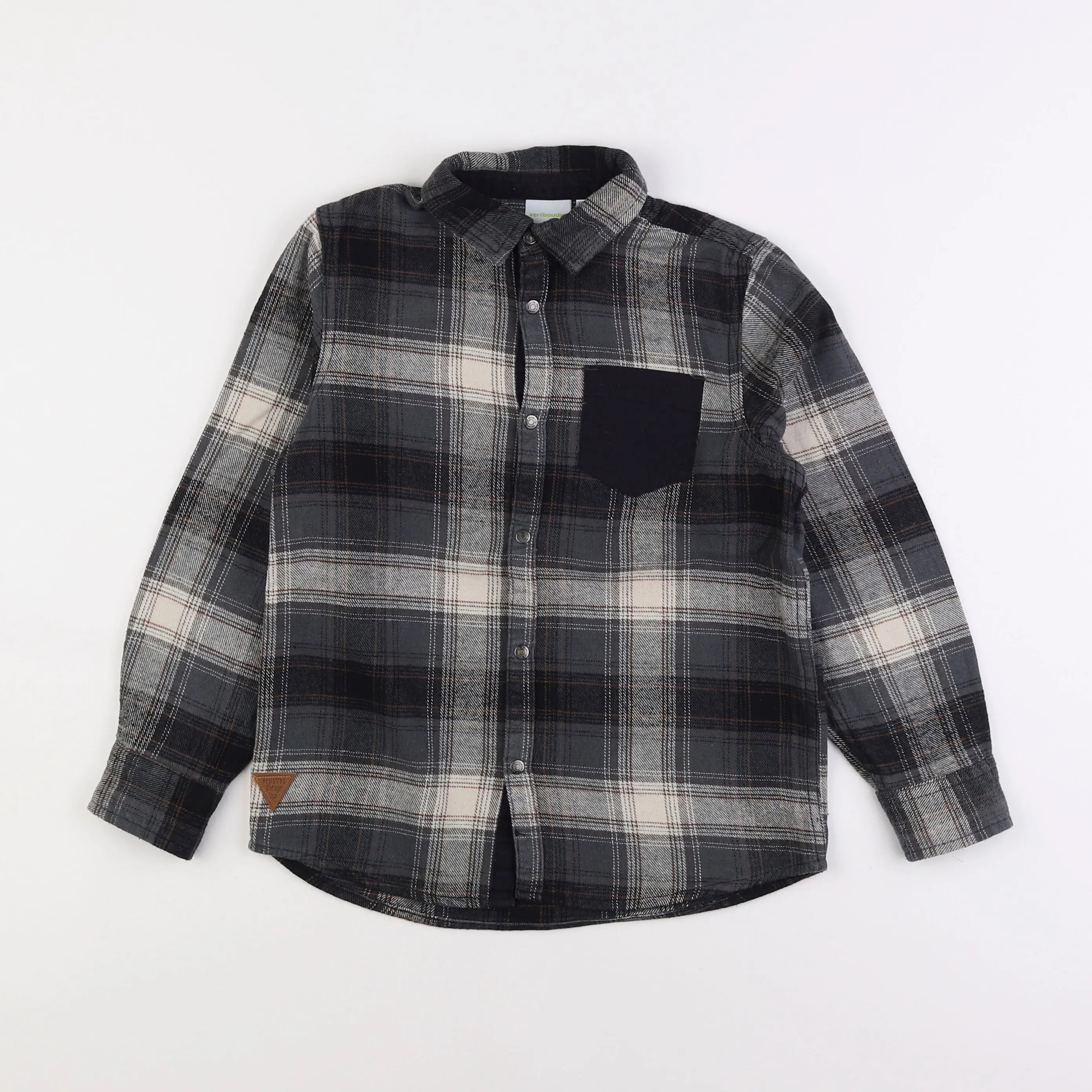Vertbaudet - chemise gris, noir - 10 ans