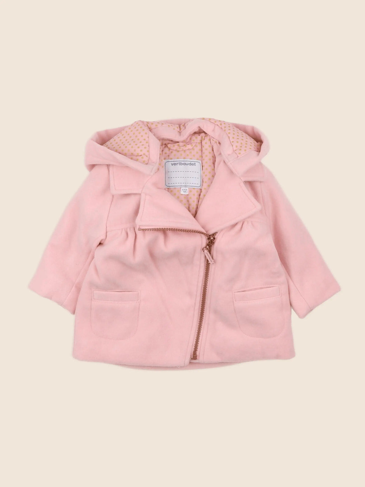 Vertbaudet - manteau rose - 6 mois