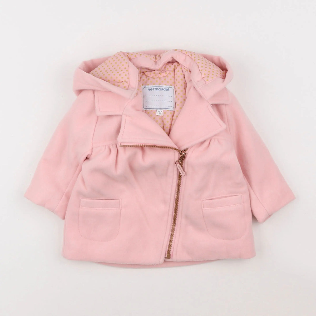 Vertbaudet - manteau rose - 6 mois