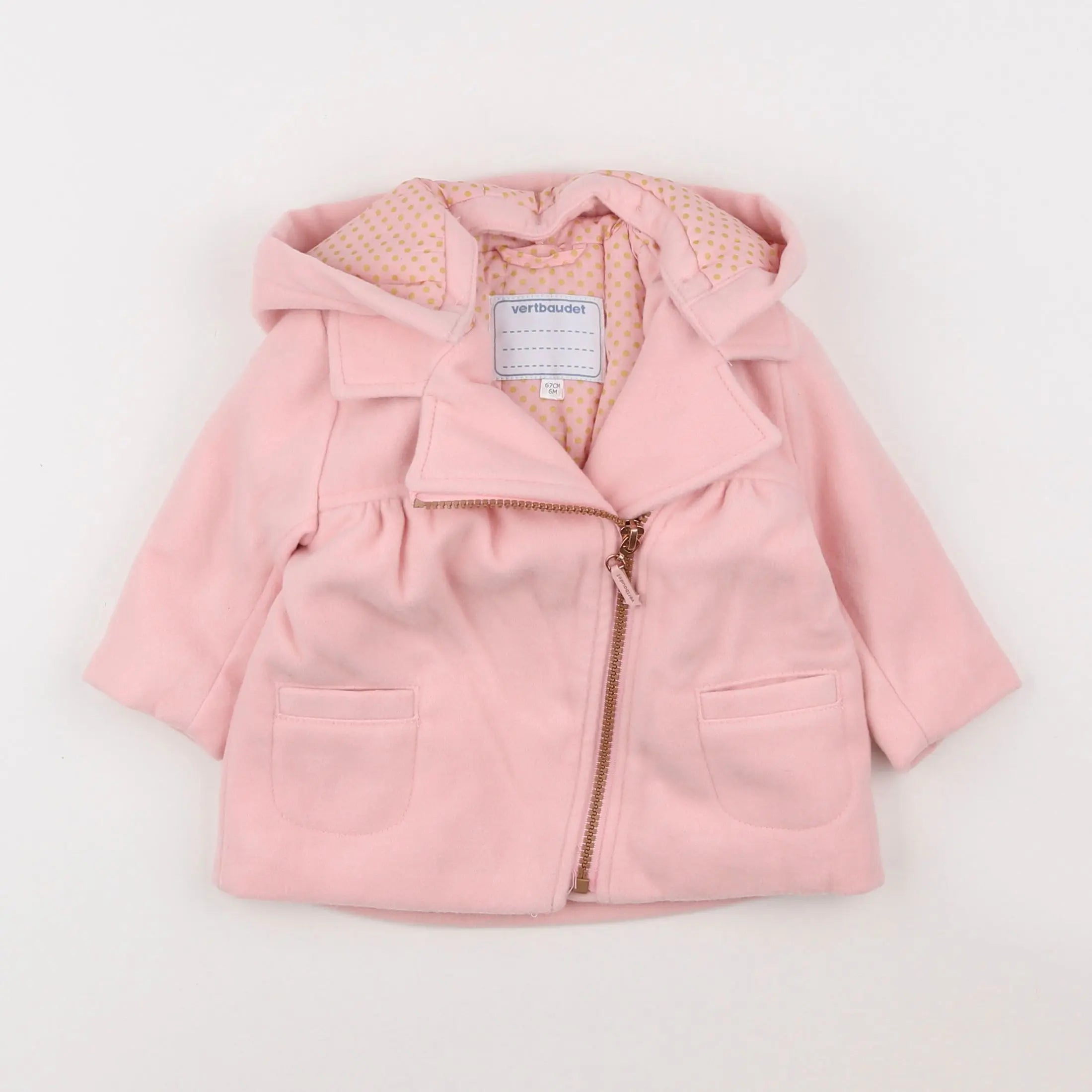 Vertbaudet - manteau rose - 6 mois