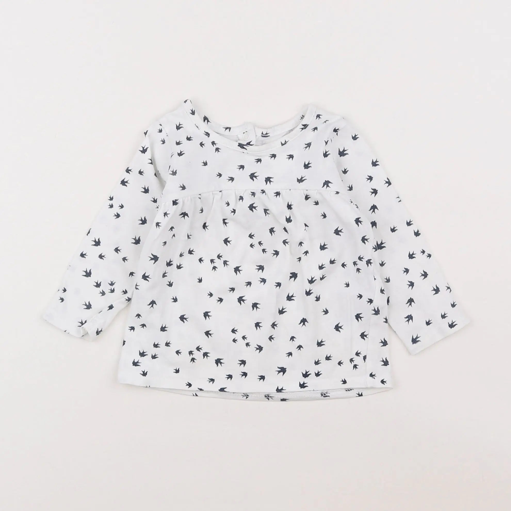 Vertbaudet - tee-shirt blanc, bleu - 6 mois