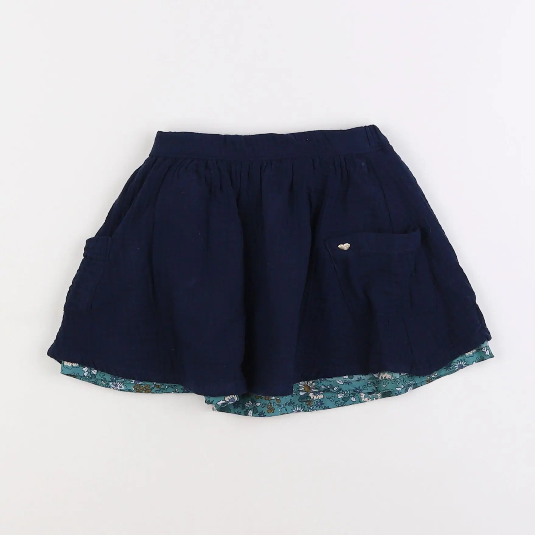 Vertbaudet - jupe réversible bleu - 2 ans