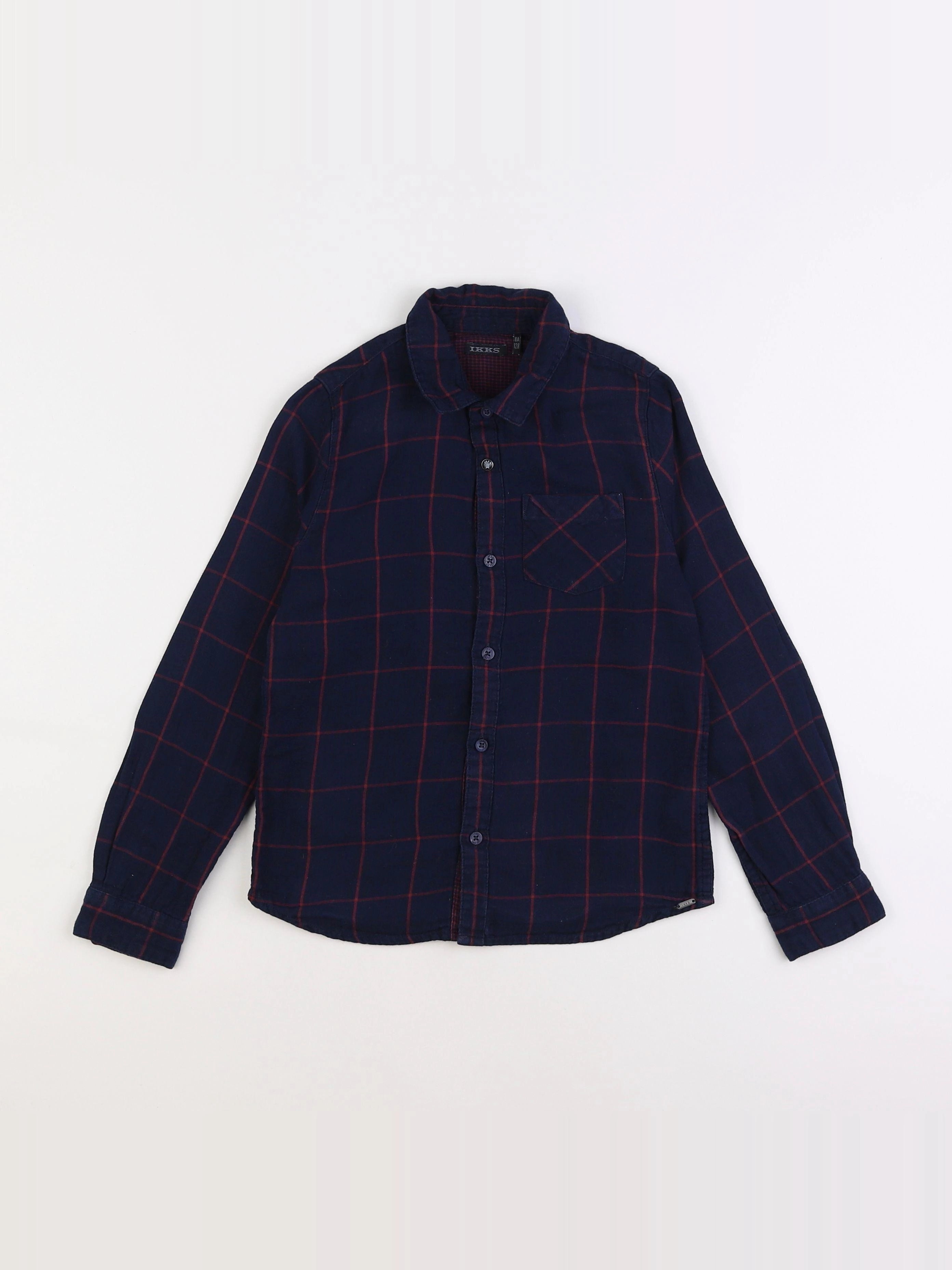IKKS - chemise bleu, rouge - 8 ans