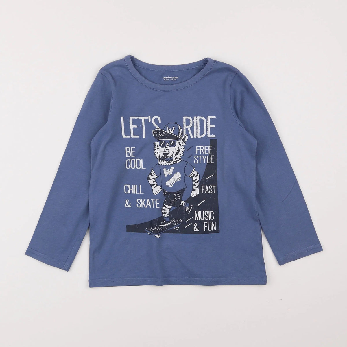 Vertbaudet - tee-shirt bleu - 6 ans