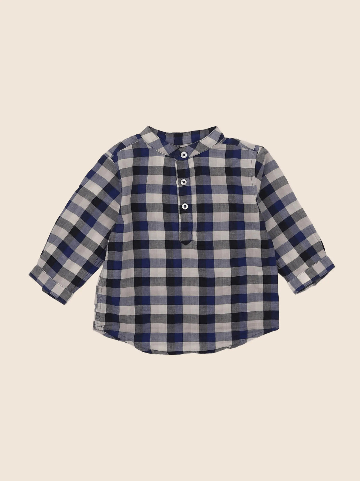 Monoprix - chemise gris, bleu - 6 mois