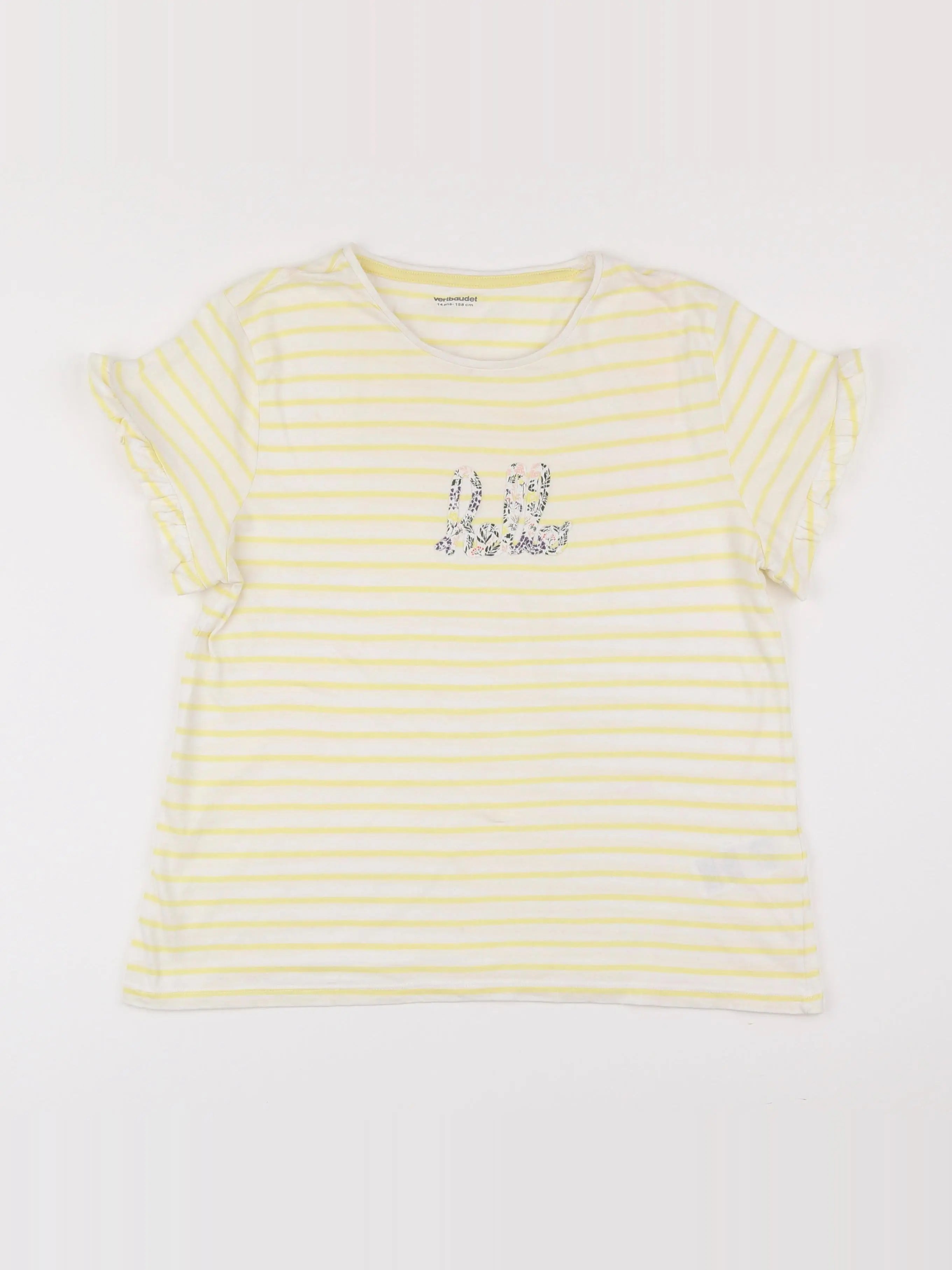 Vertbaudet - tee-shirt blanc, jaune - 14 ans