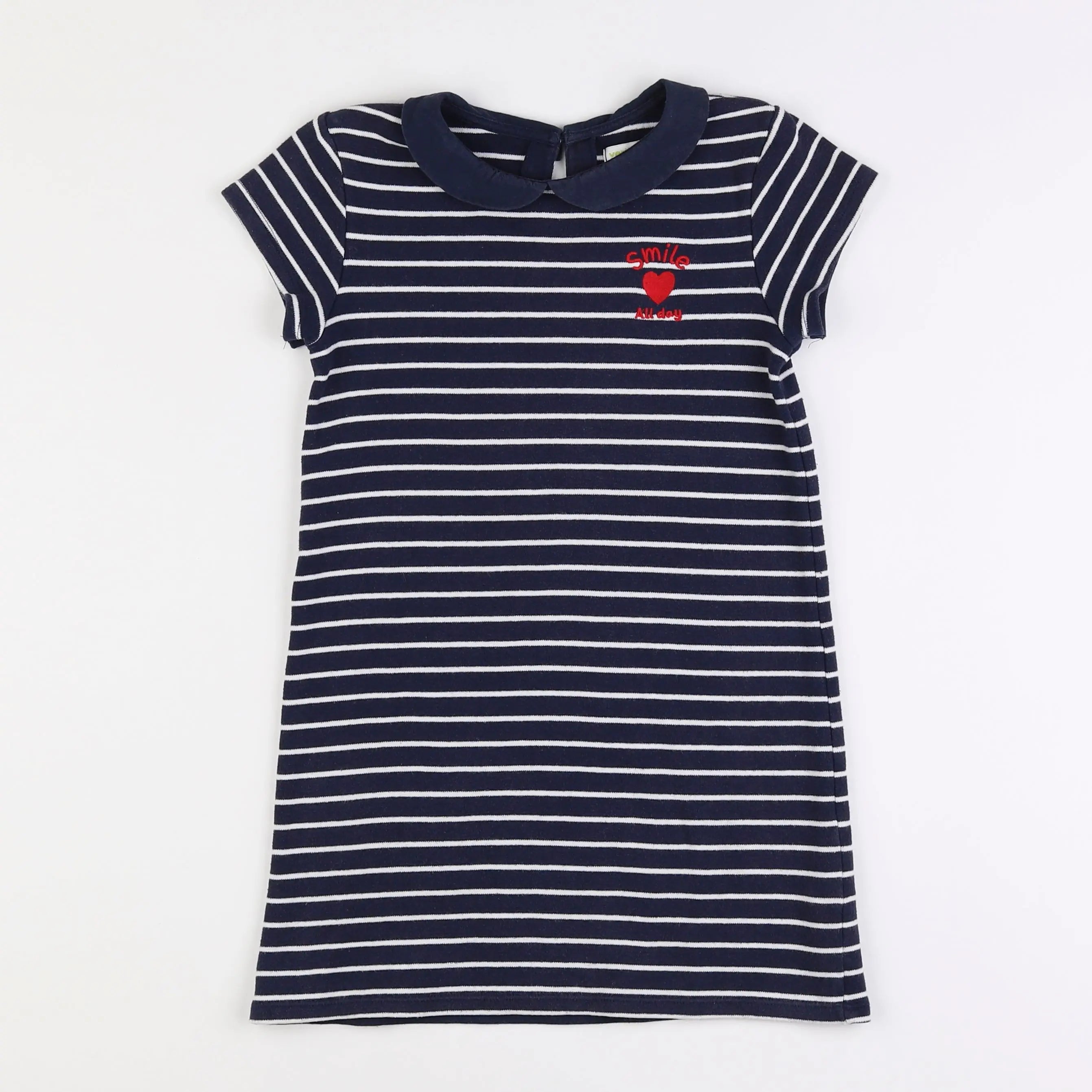Vertbaudet - robe bleu, blanc - 8 ans