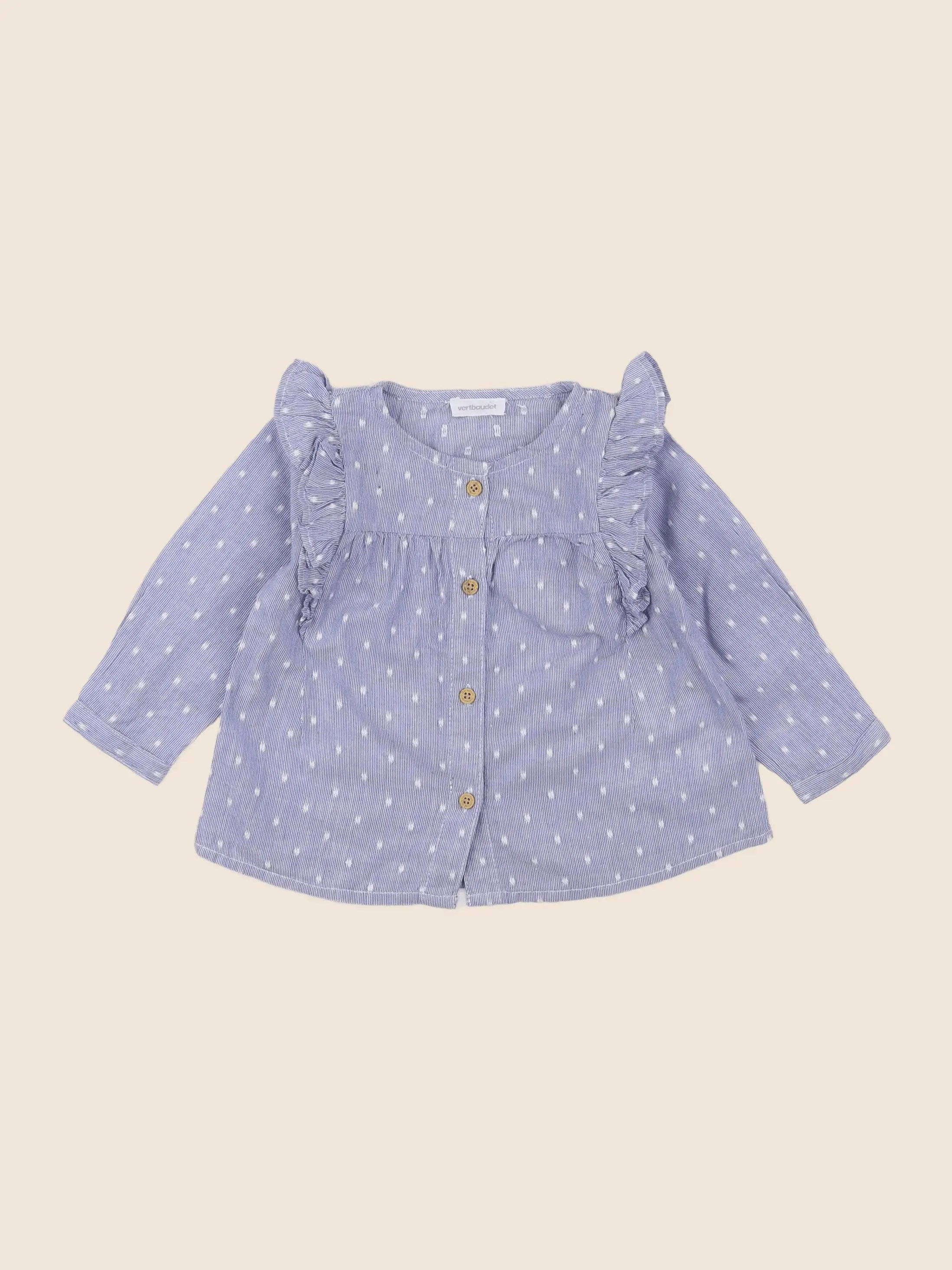 Vertbaudet - chemise bleu - 6 mois