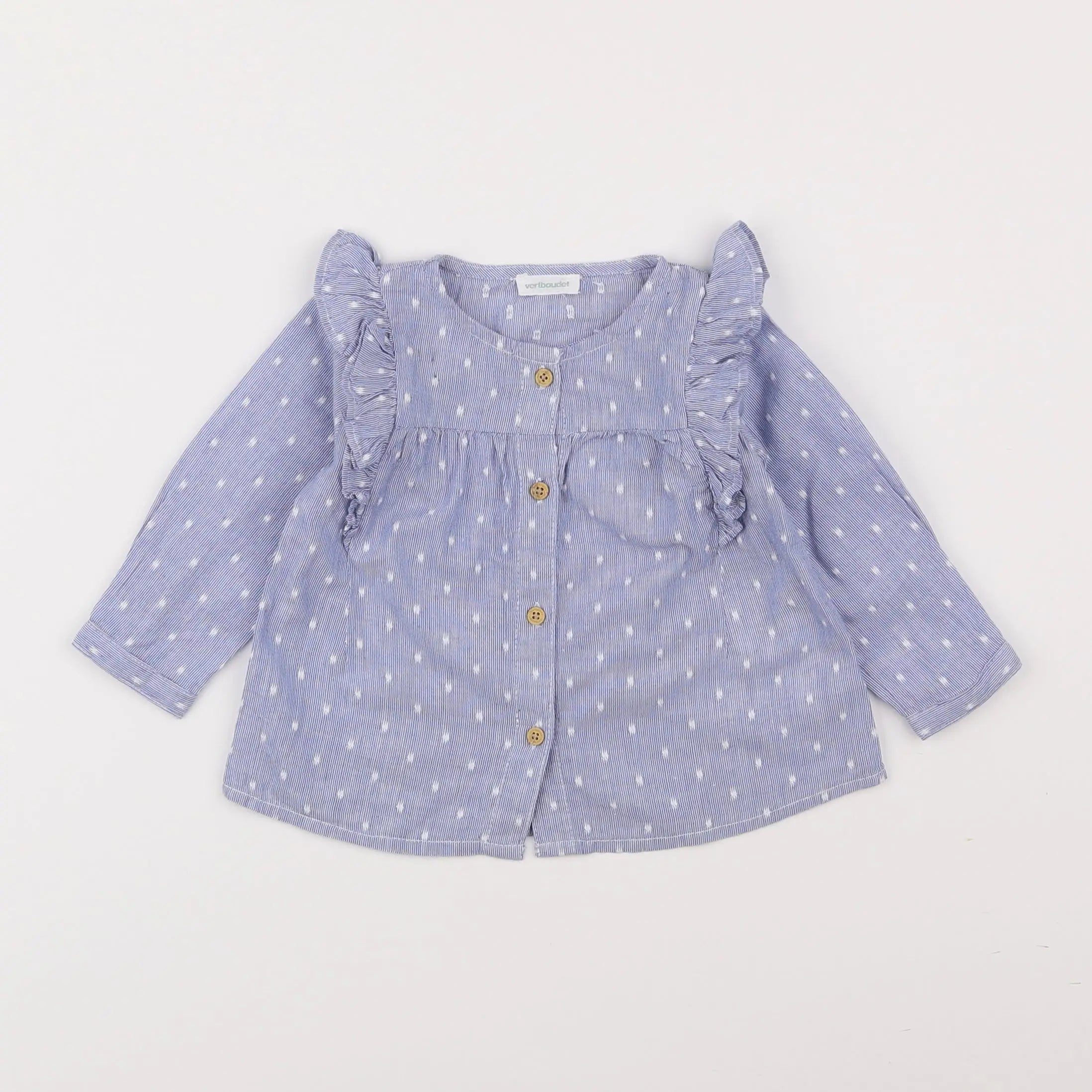 Vertbaudet - chemise bleu - 6 mois