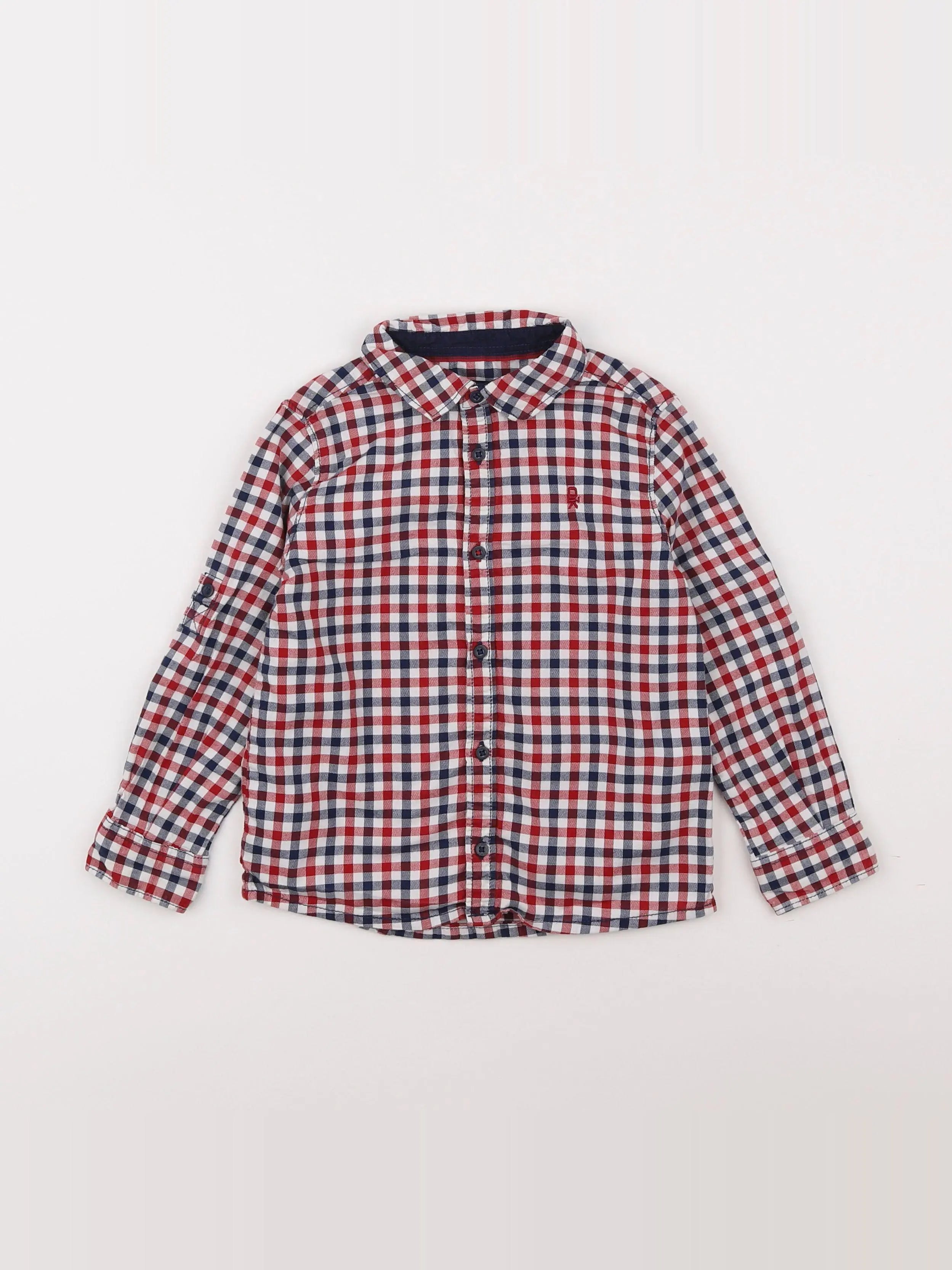Okaidi - chemise blanc, bleu, rouge - 3 ans