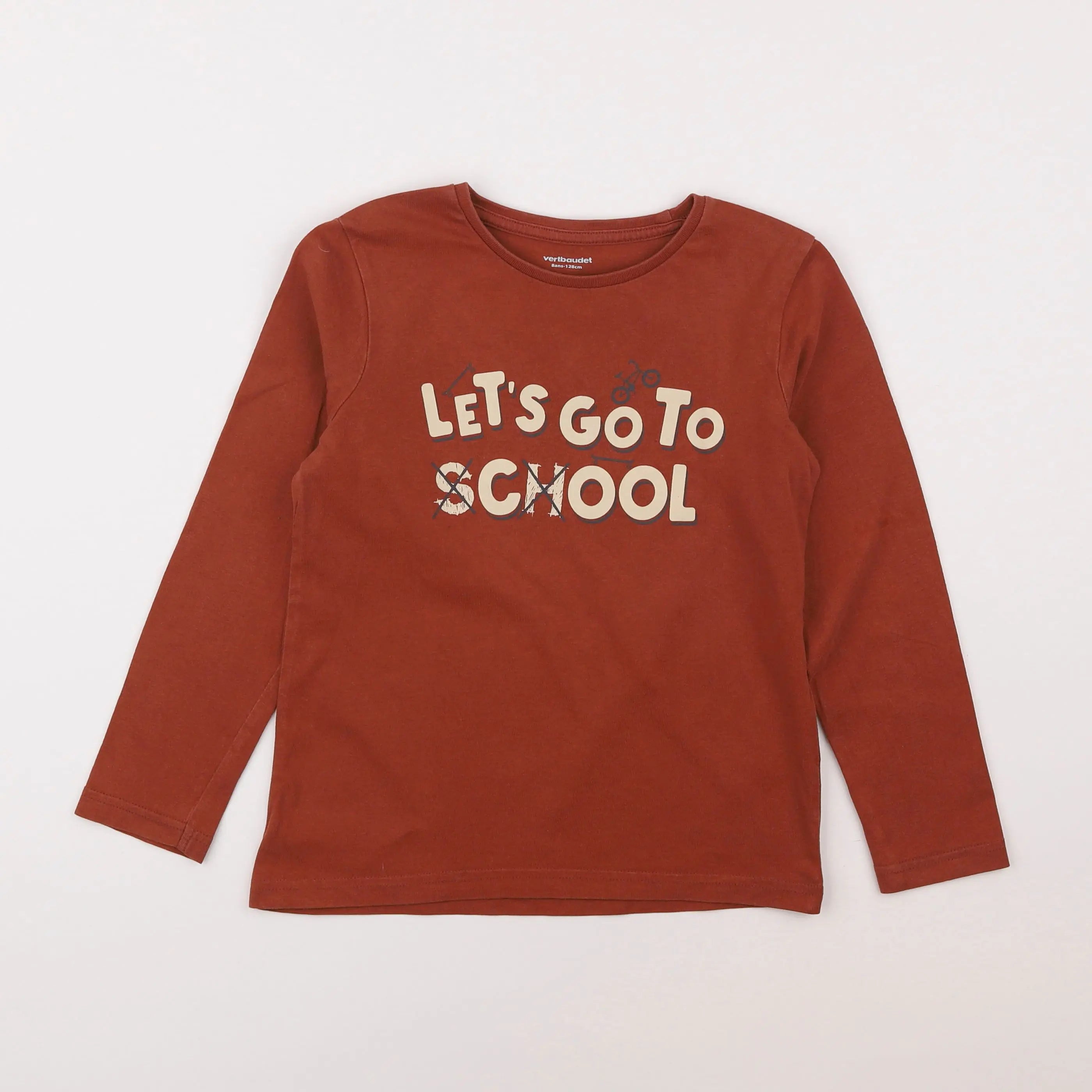 Vertbaudet - tee-shirt marron - 8 ans