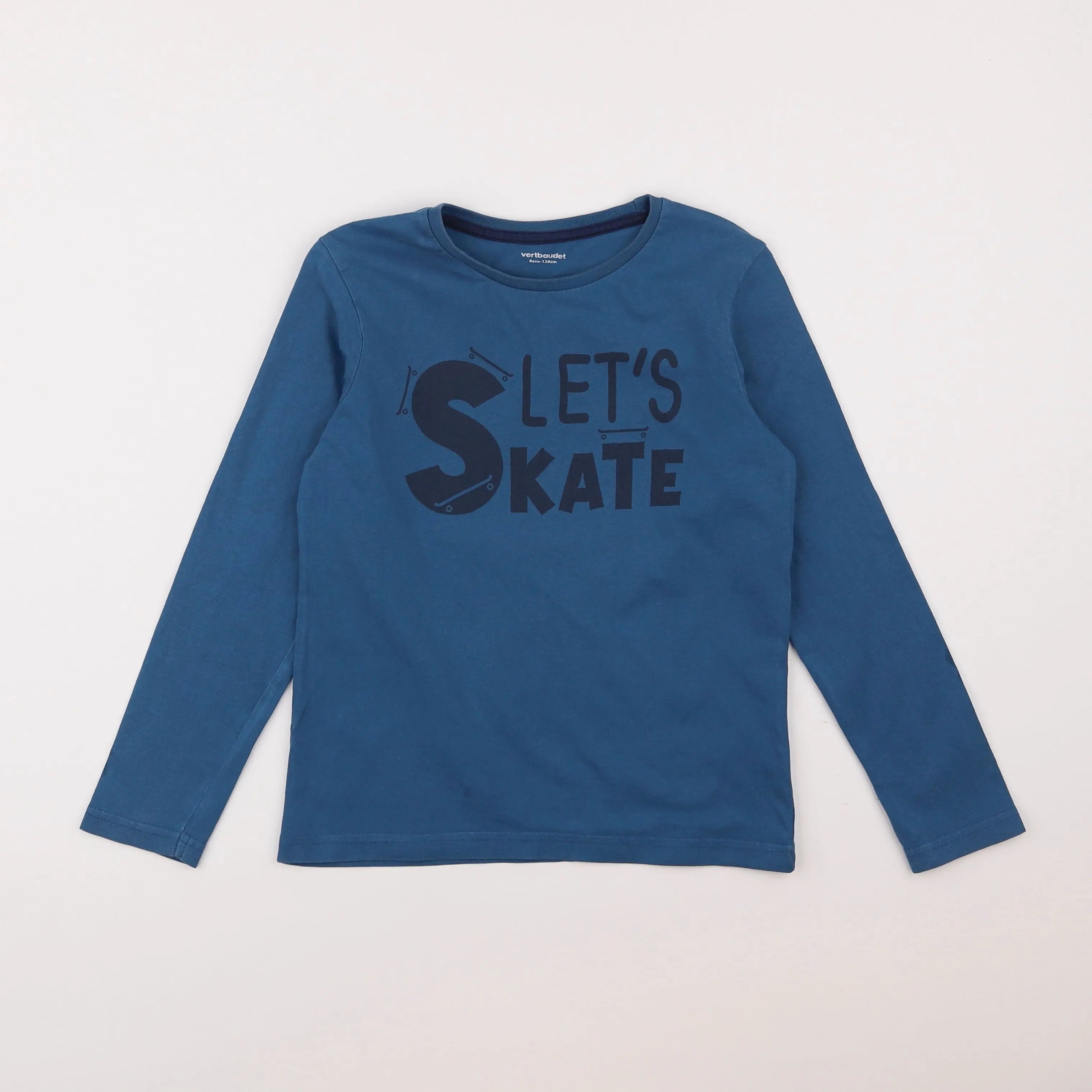 Vertbaudet - tee-shirt bleu - 8 ans