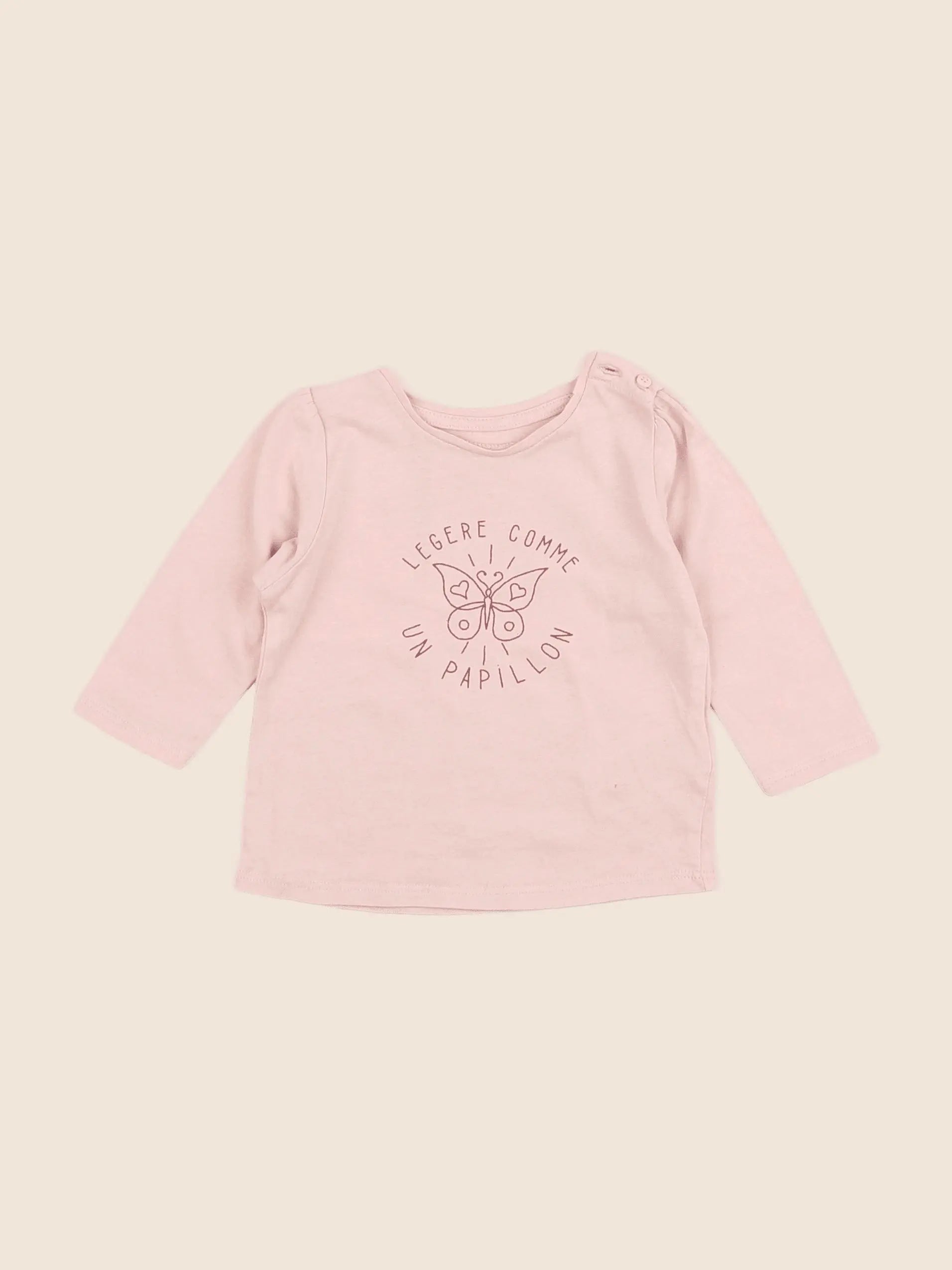 Vertbaudet - tee-shirt rose - 6 mois