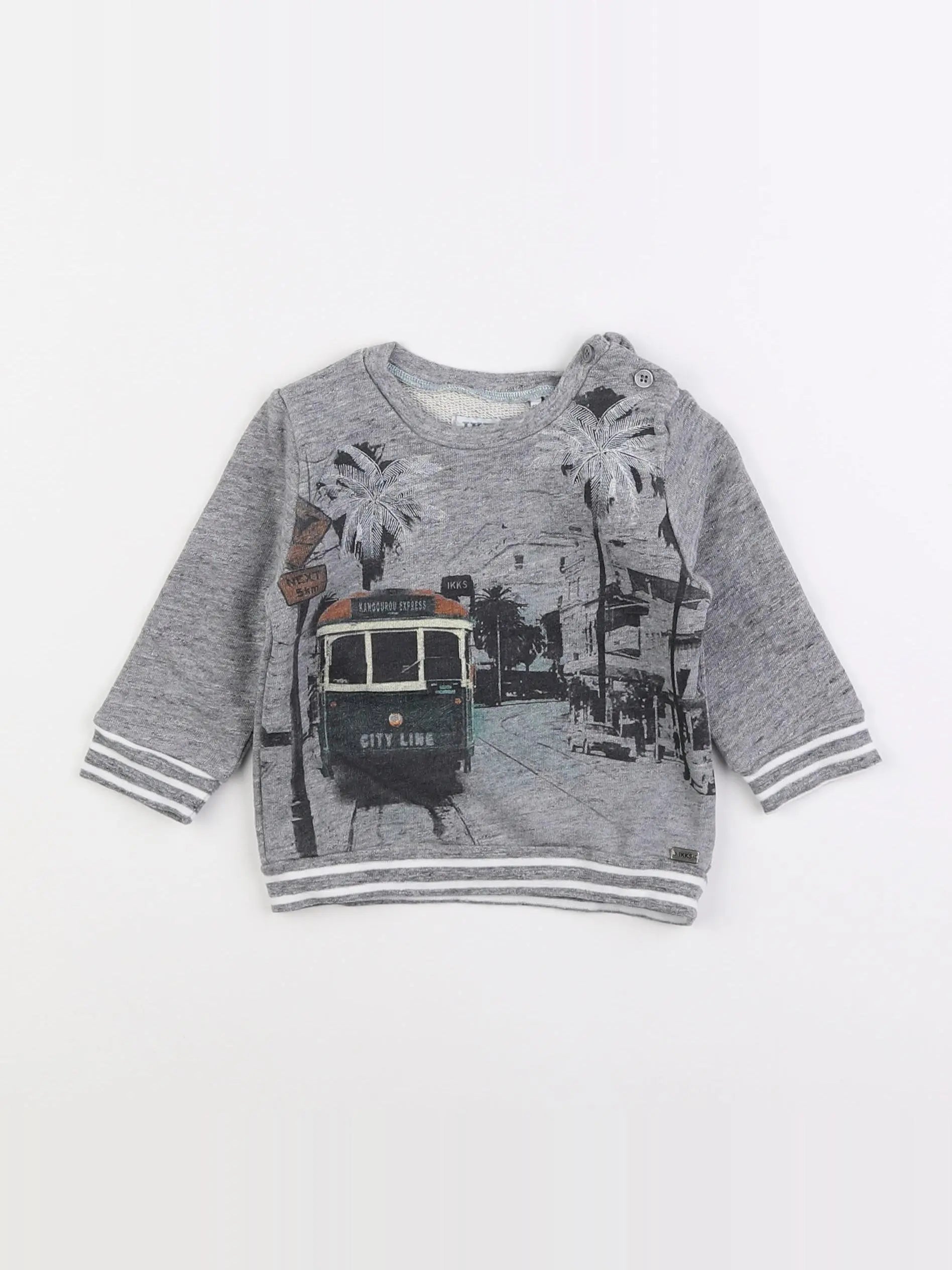 IKKS - sweat gris - 6 mois