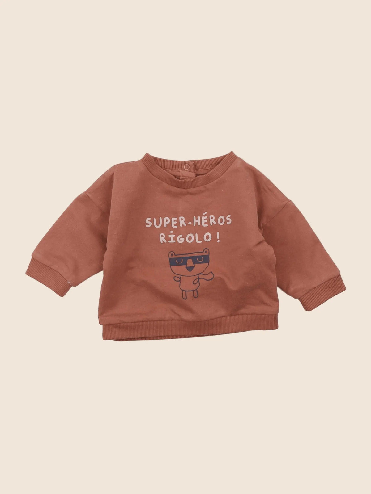 Vertbaudet - sweat marron - 3 mois