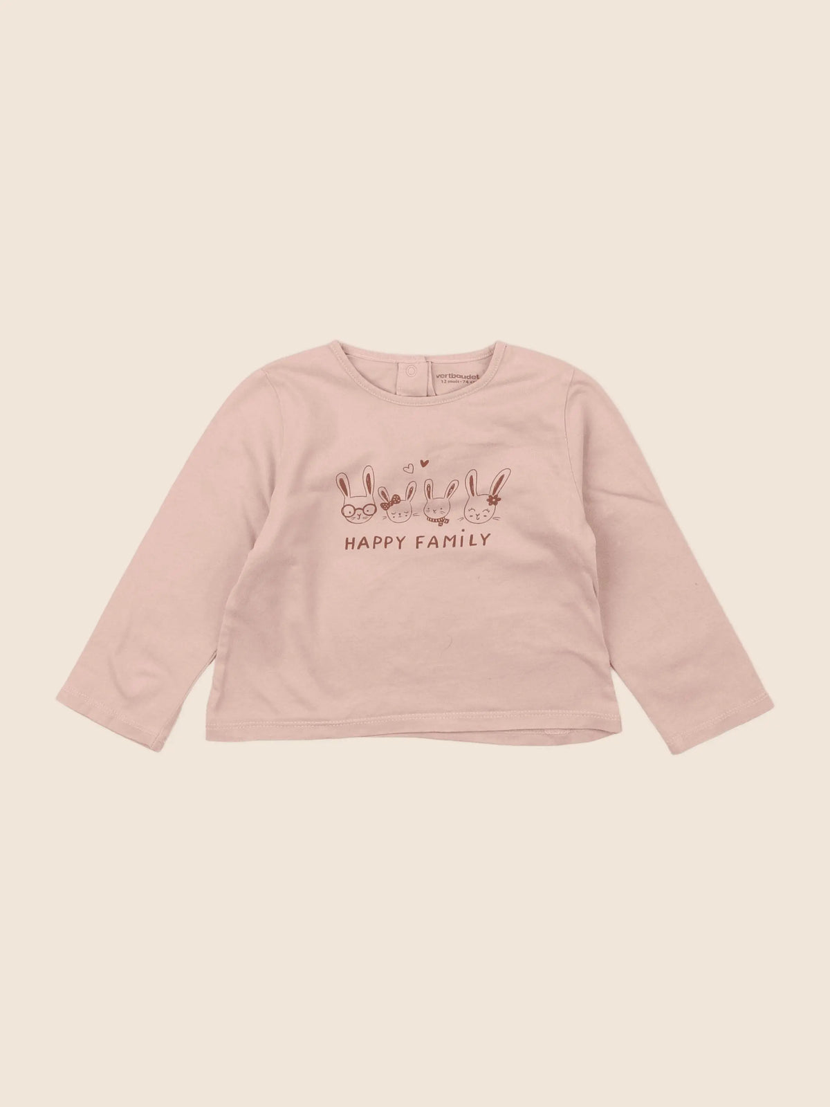 Vertbaudet - tee-shirt rose - 12 mois