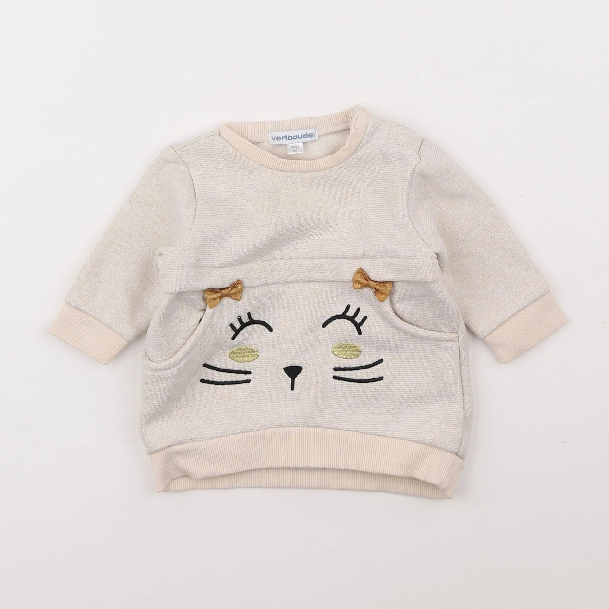 Vertbaudet - robe beige - 3 mois