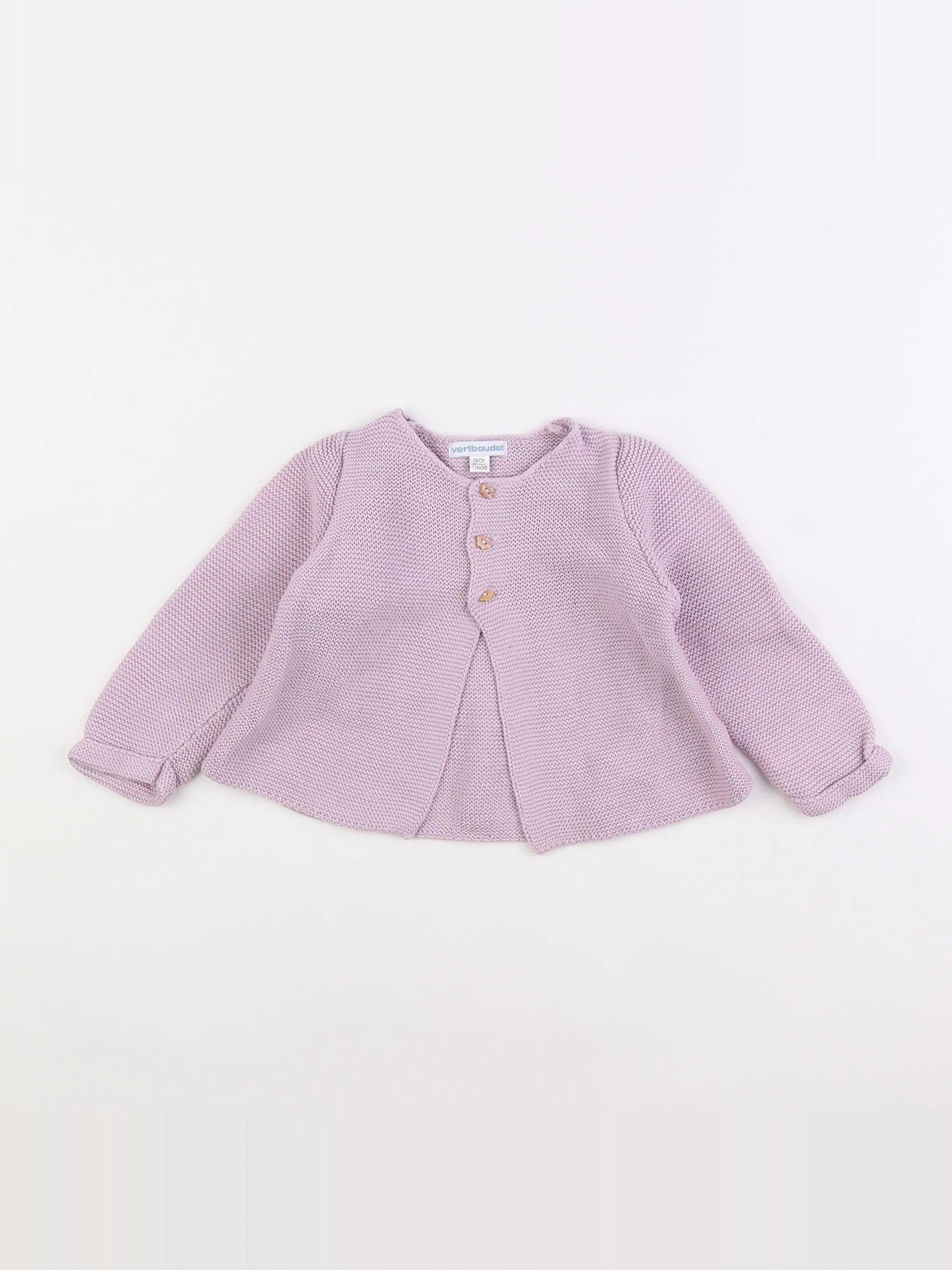 Vertbaudet - gilet violet - 12 mois