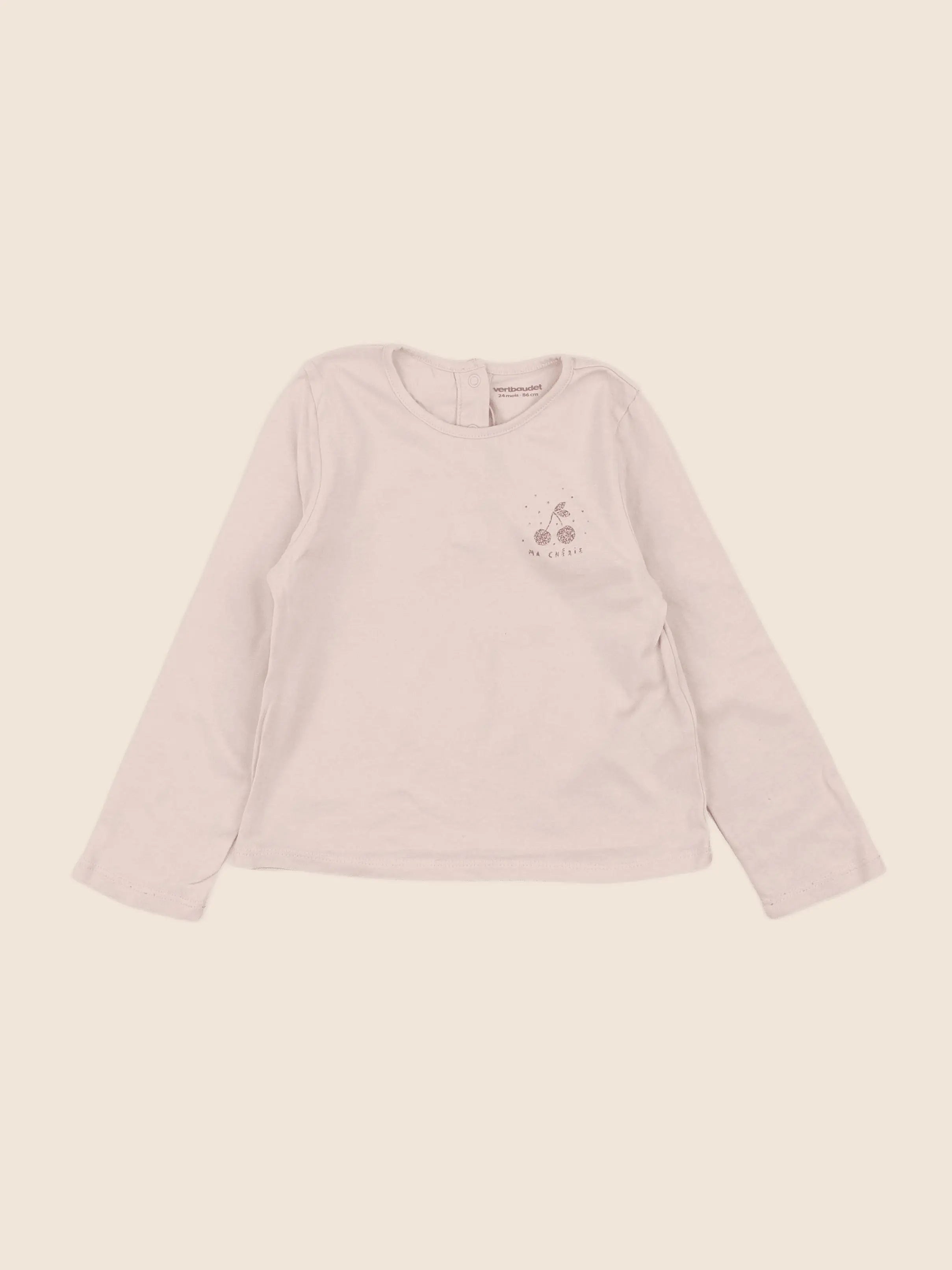 Vertbaudet - tee-shirt beige - 2 ans