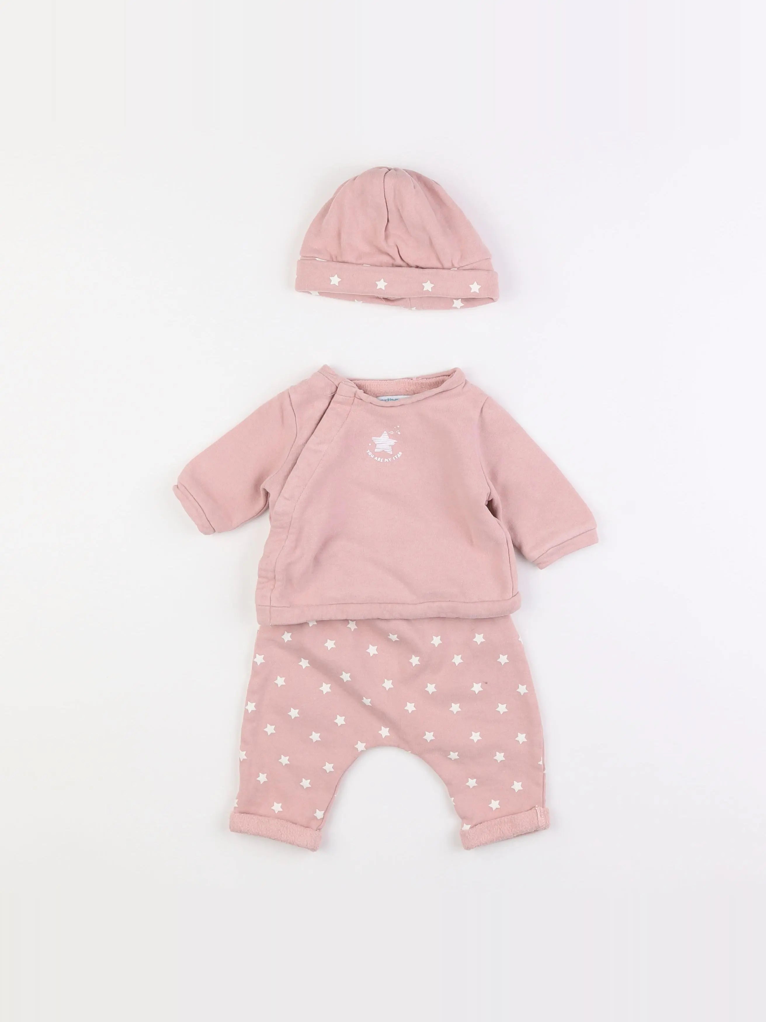 Vertbaudet - ensemble rose - 1 mois