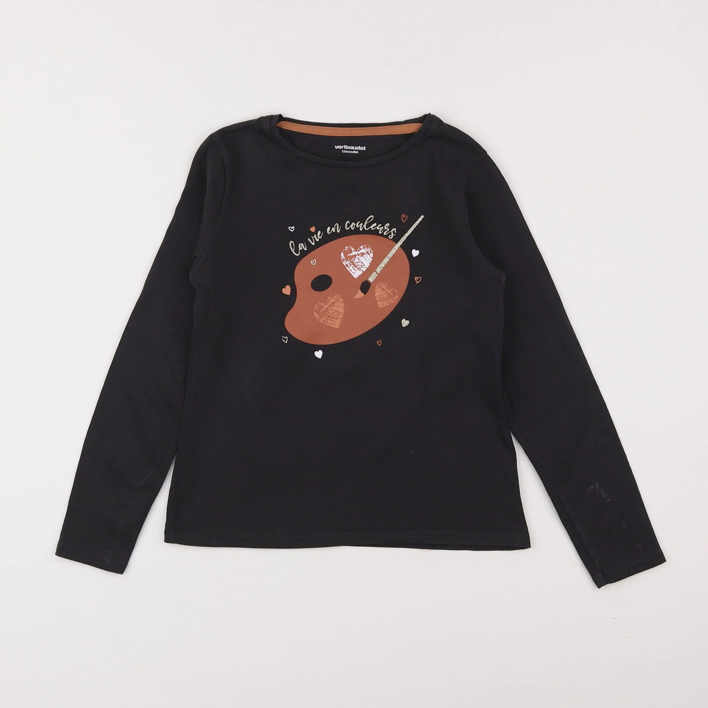 Vertbaudet - tee-shirt noir - 8 ans