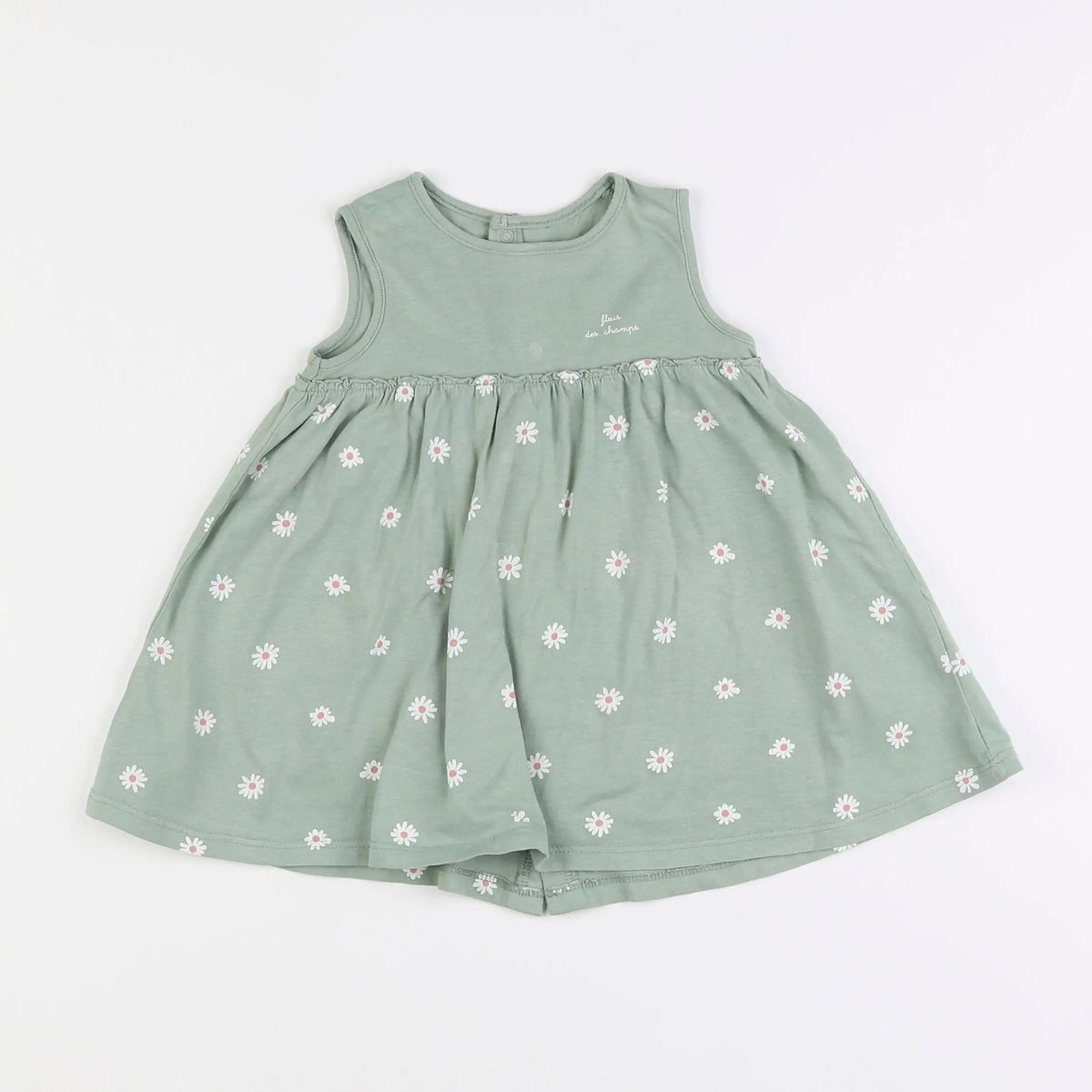 Vertbaudet - robe vert, blanc - 12 mois