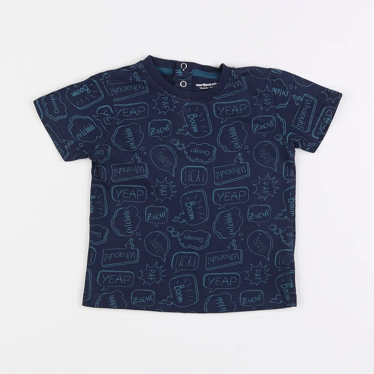 Vertbaudet - tee-shirt bleu - 12 mois