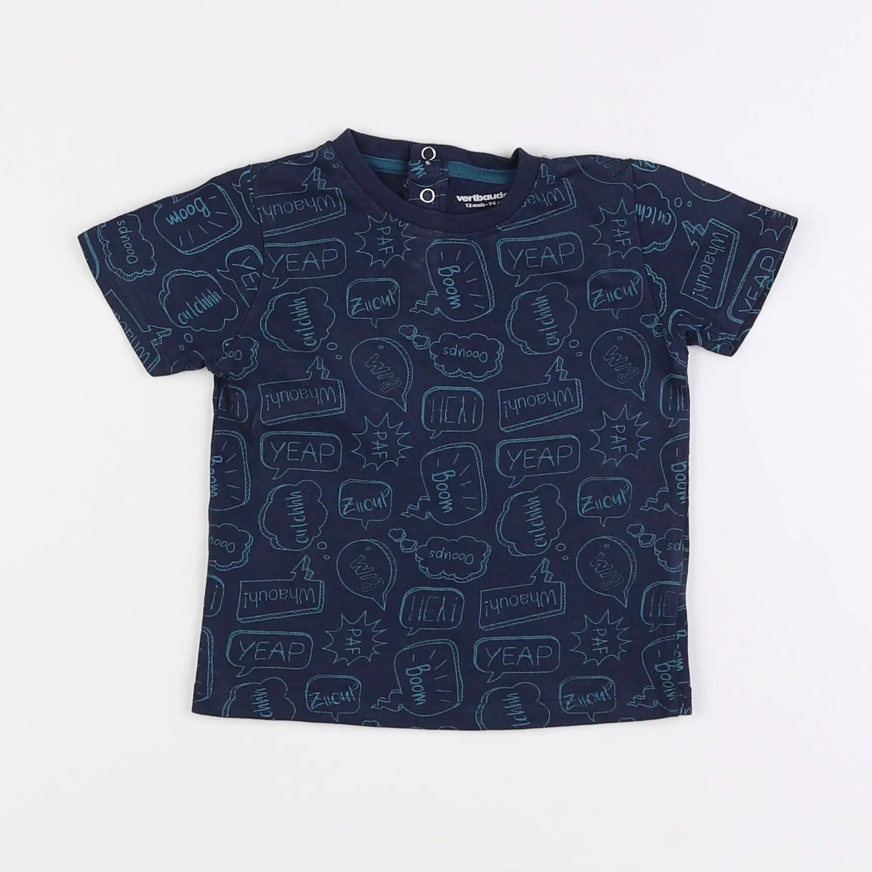 Vertbaudet - tee-shirt bleu - 12 mois