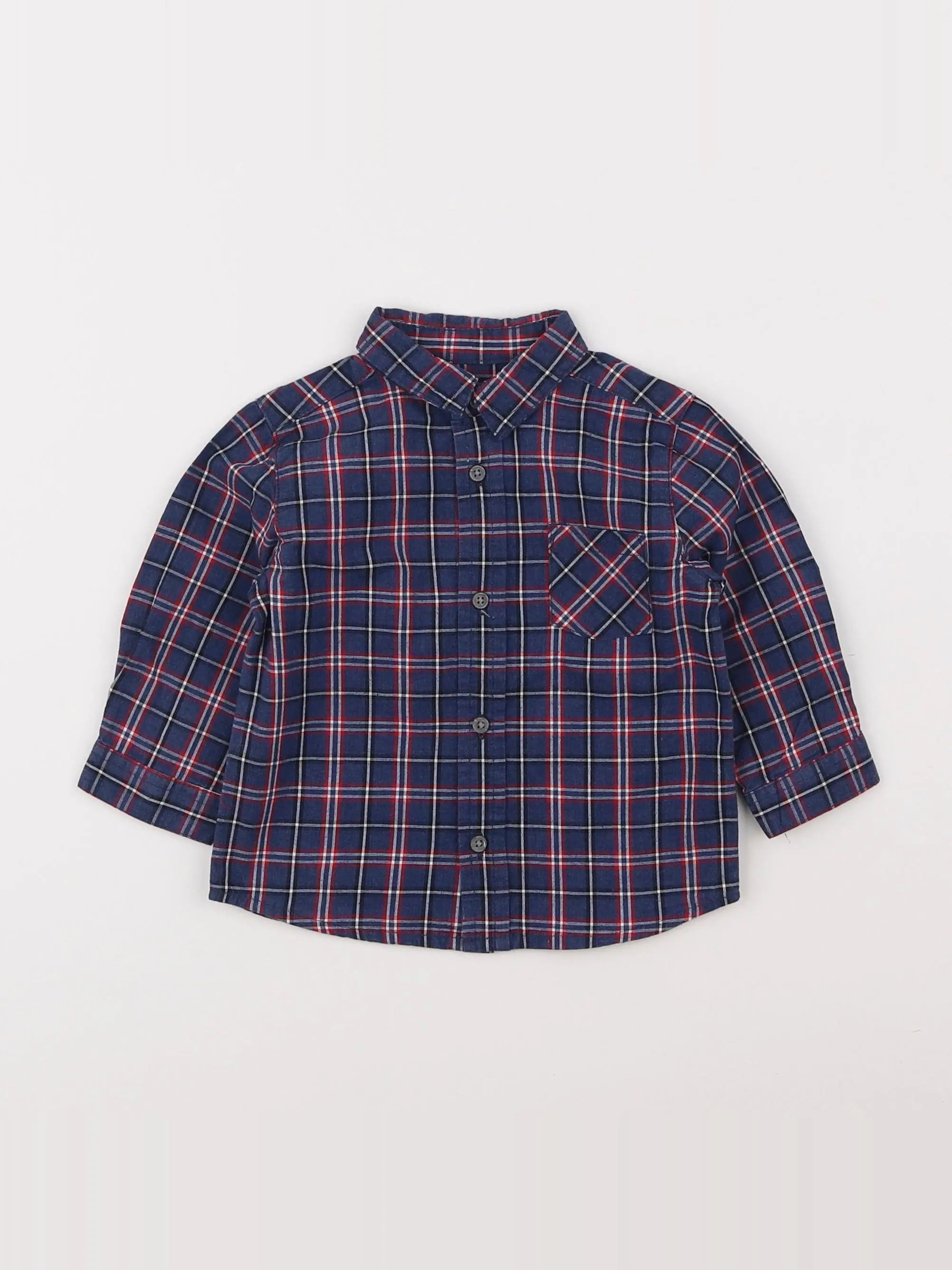 Boutchou - chemise bleu - 9 mois