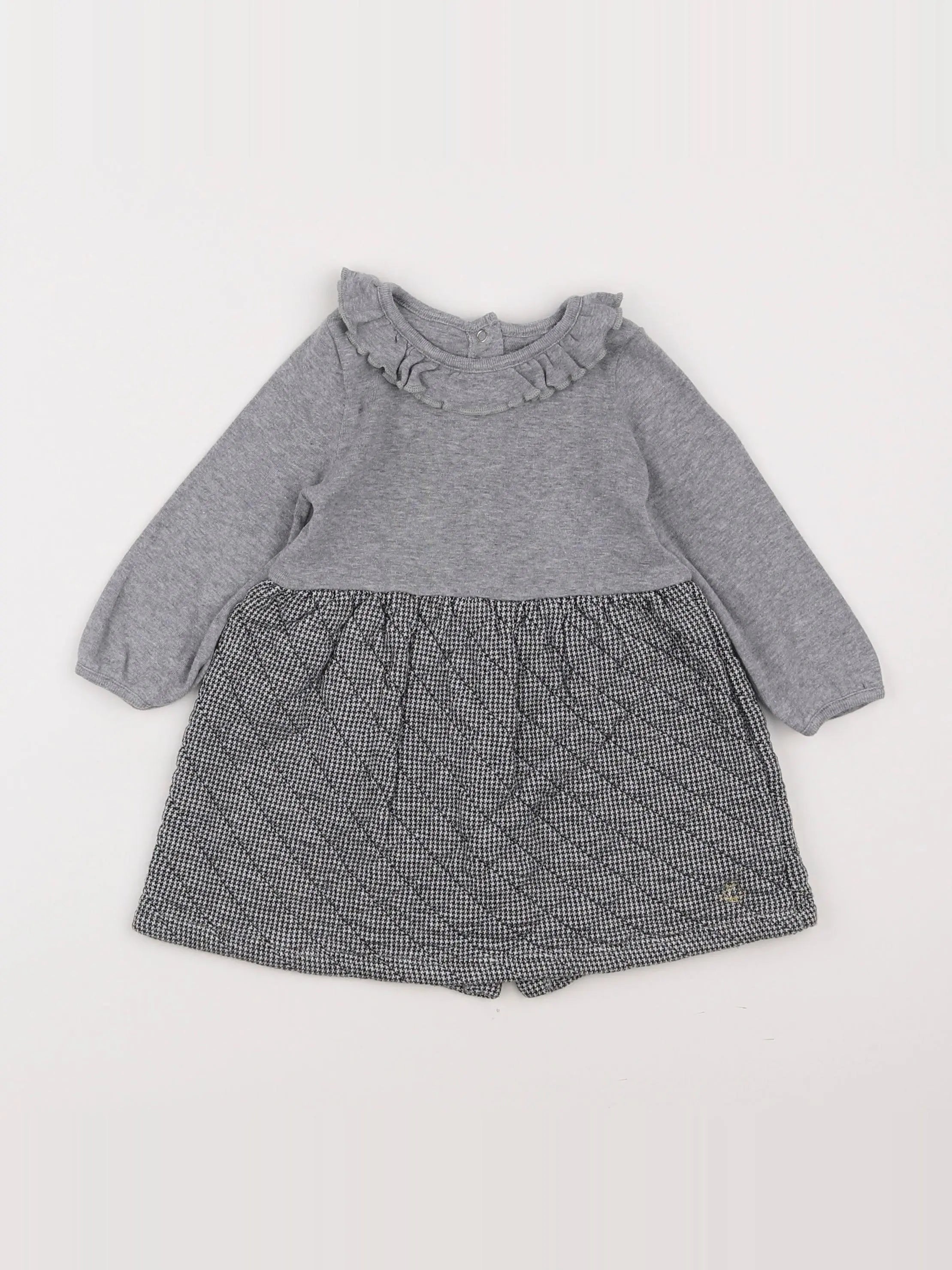 Petit Bateau - robe gris - 12 mois