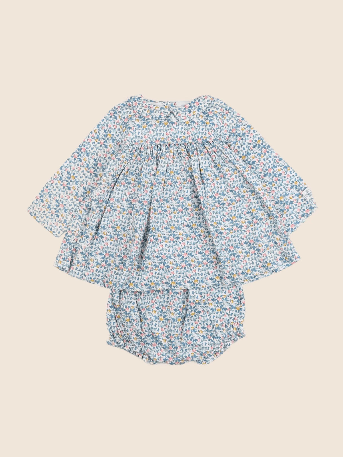 Petit Bateau - robe bleu, rose - 12 mois