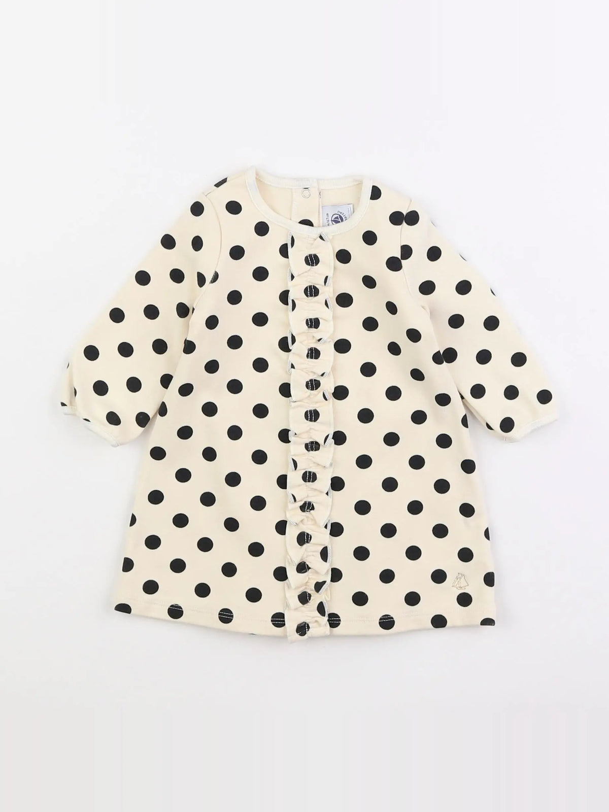 Petit Bateau - robe blanc, noir - 6 mois