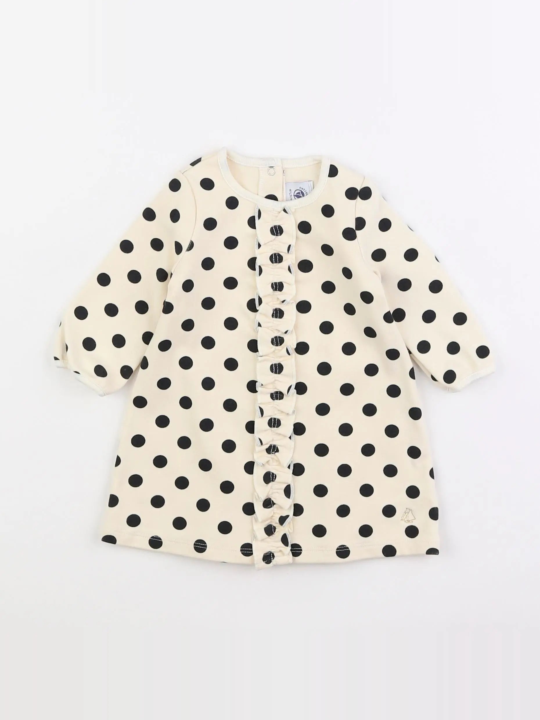 Petit Bateau - robe blanc, noir - 6 mois