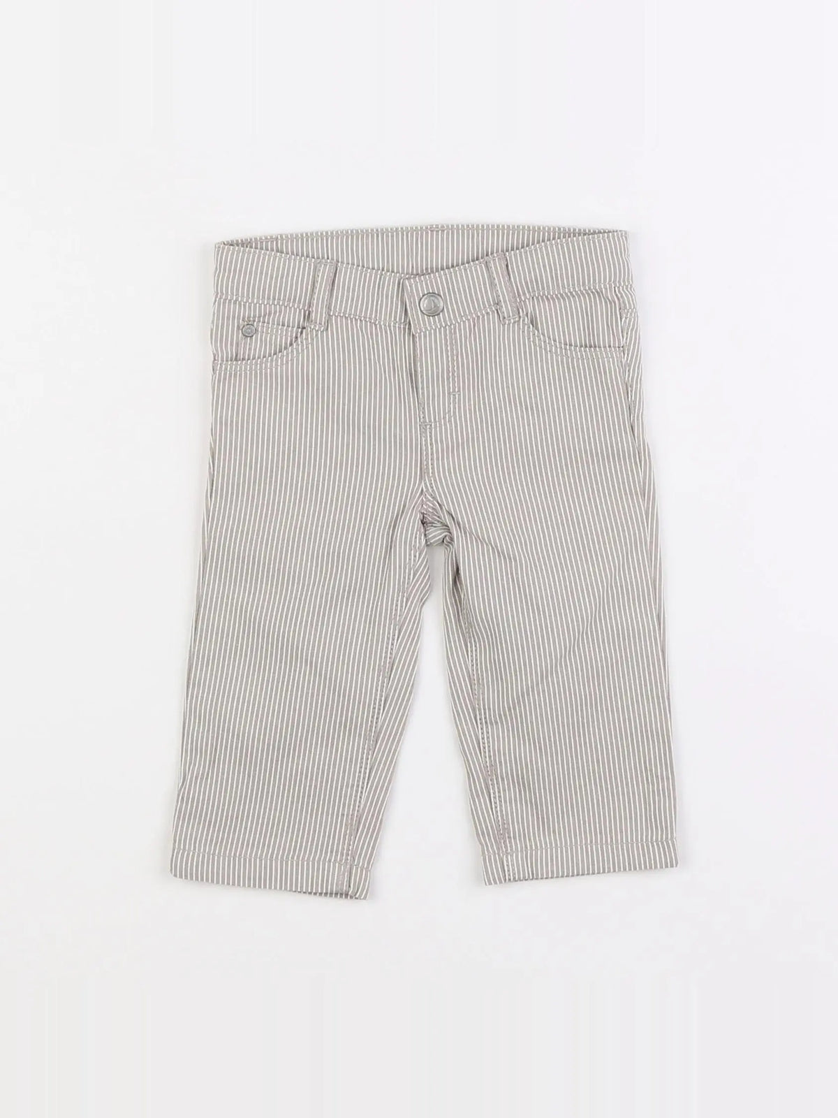 Petit Bateau - pantalon gris, blanc - 6 mois