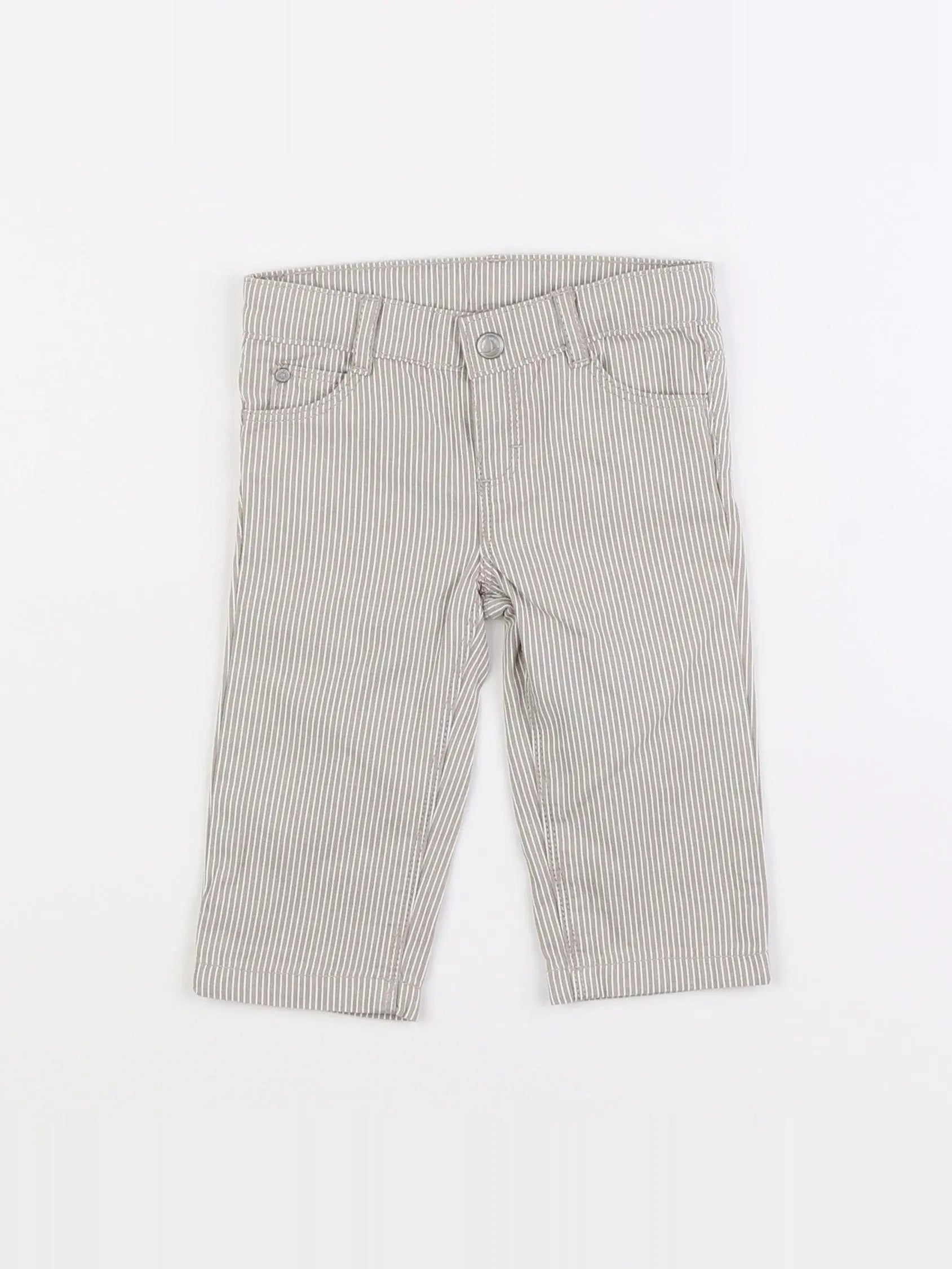 Petit Bateau - pantalon gris, blanc - 6 mois