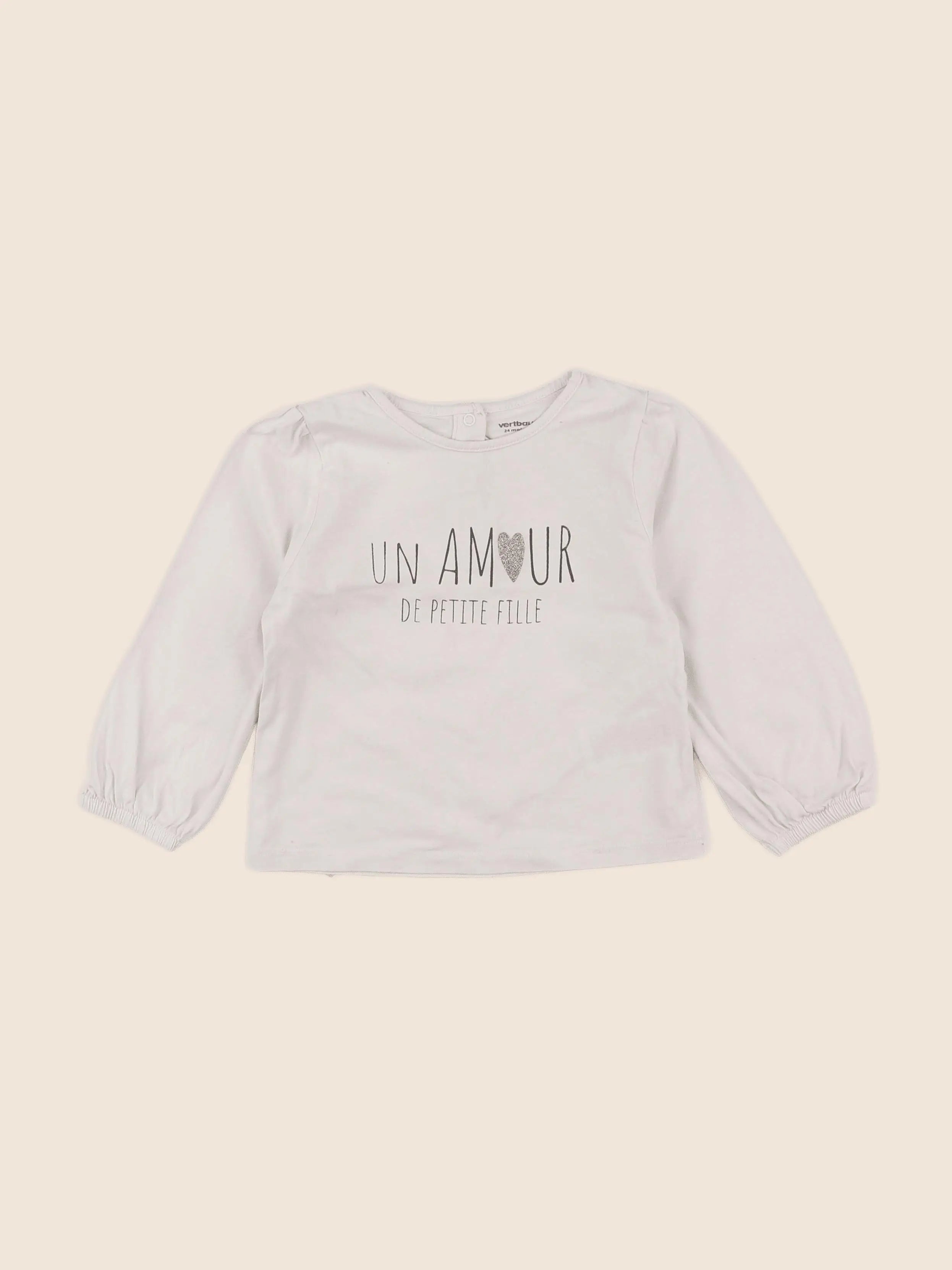 Vertbaudet - tee-shirt beige - 2 ans